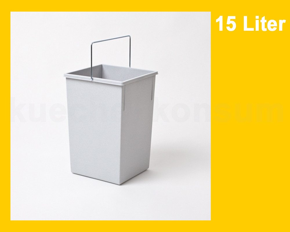 Hailo Einbaumülleimer Hailo Inneneimer 1080979 hellgrau 15 L 230 x 220 x 350 mm mit Henkel, hellgraue eckige Form mit Henkel