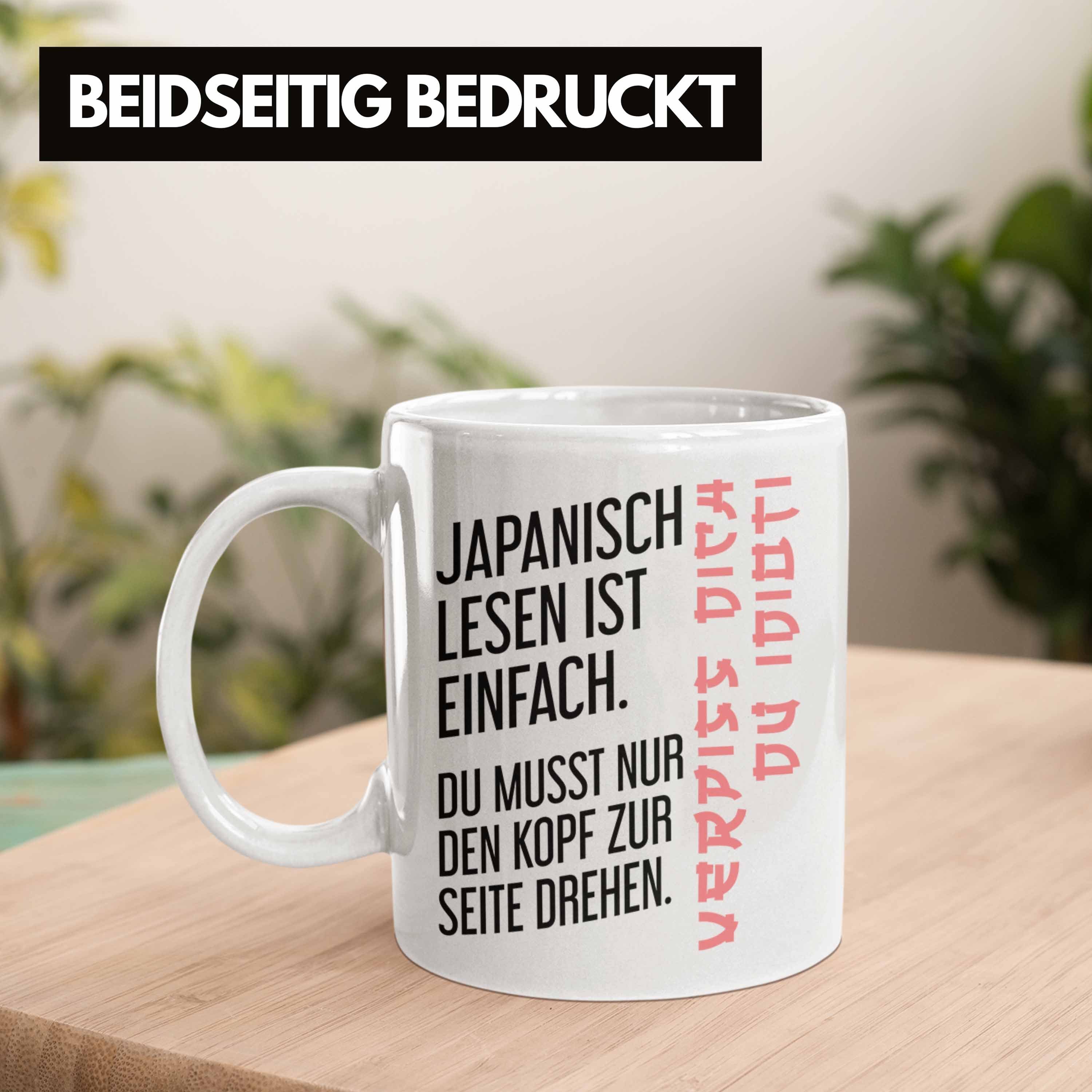 Trendation Tasse Spruch - Lesen Geschenk Tasse Ironie Einfach Ist Japanisch Sarkasmus Trendation Becher Weiss