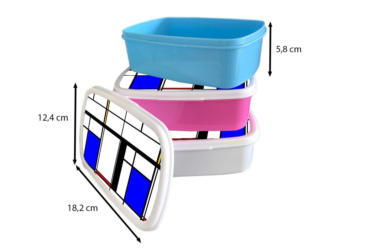 MuchoWow Lunchbox Muster und (2-tlg), Kunststoff, Mädchen Abstrakt, für und Erwachsene, Jungs weiß für Brotbox Brotdose, - Kunst Kinder 