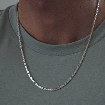 Sprezzi Fashion Silberkette Herren Halskette 925 Silber Box Stil verstellbar massiv hochwertig, robust, verstellbare Länge