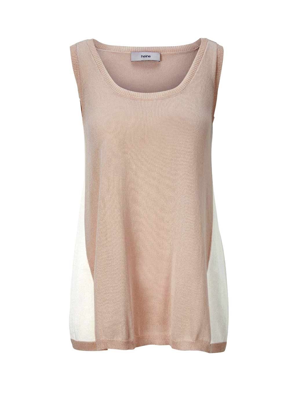 HEINE Strick-Twinset, heine T-Shirt helltaupe-offwhite Damen