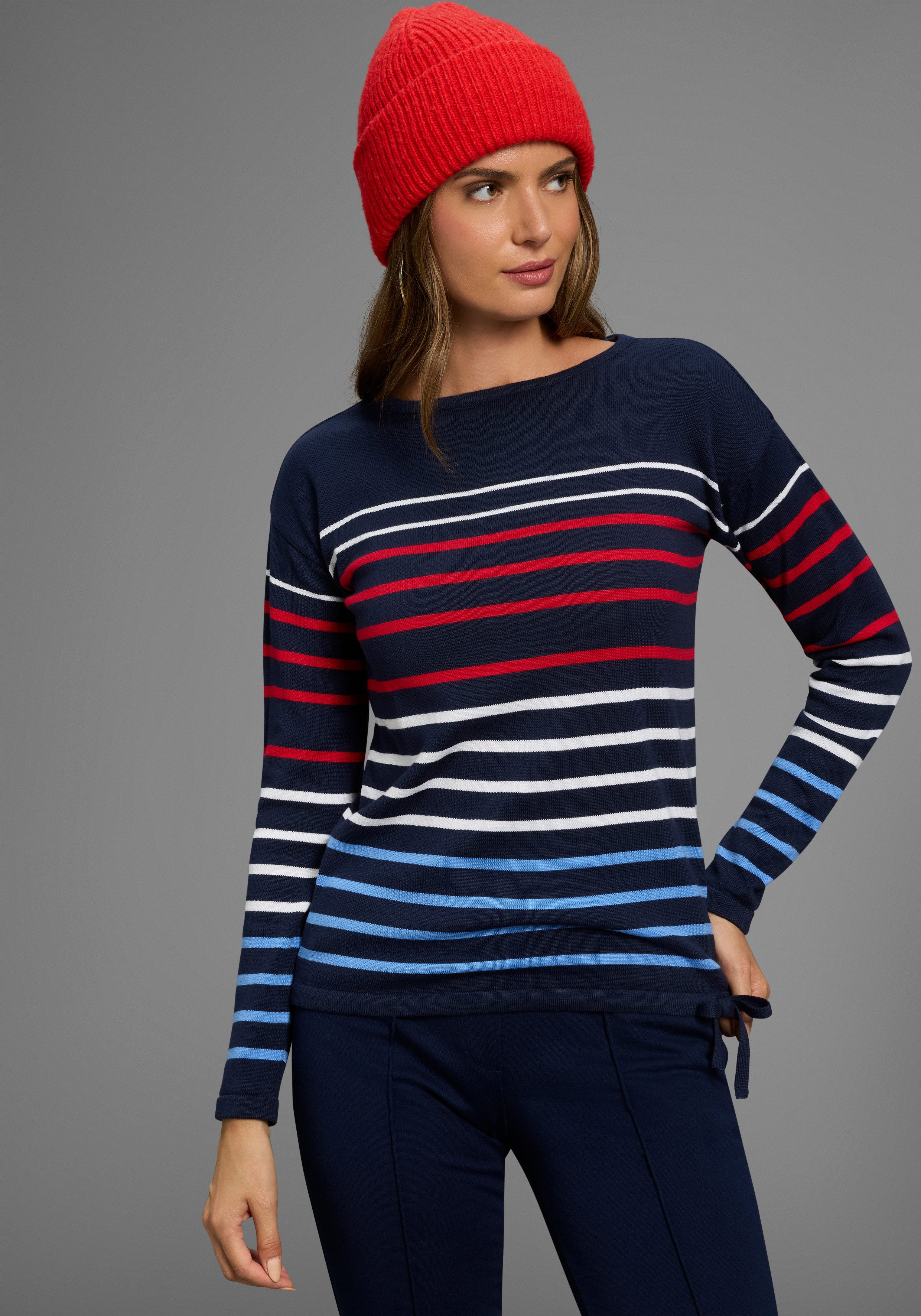 Laura Scott Streifenpullover Feinstrickpullover mit Rundhalsausschnitt und günstig online kaufen