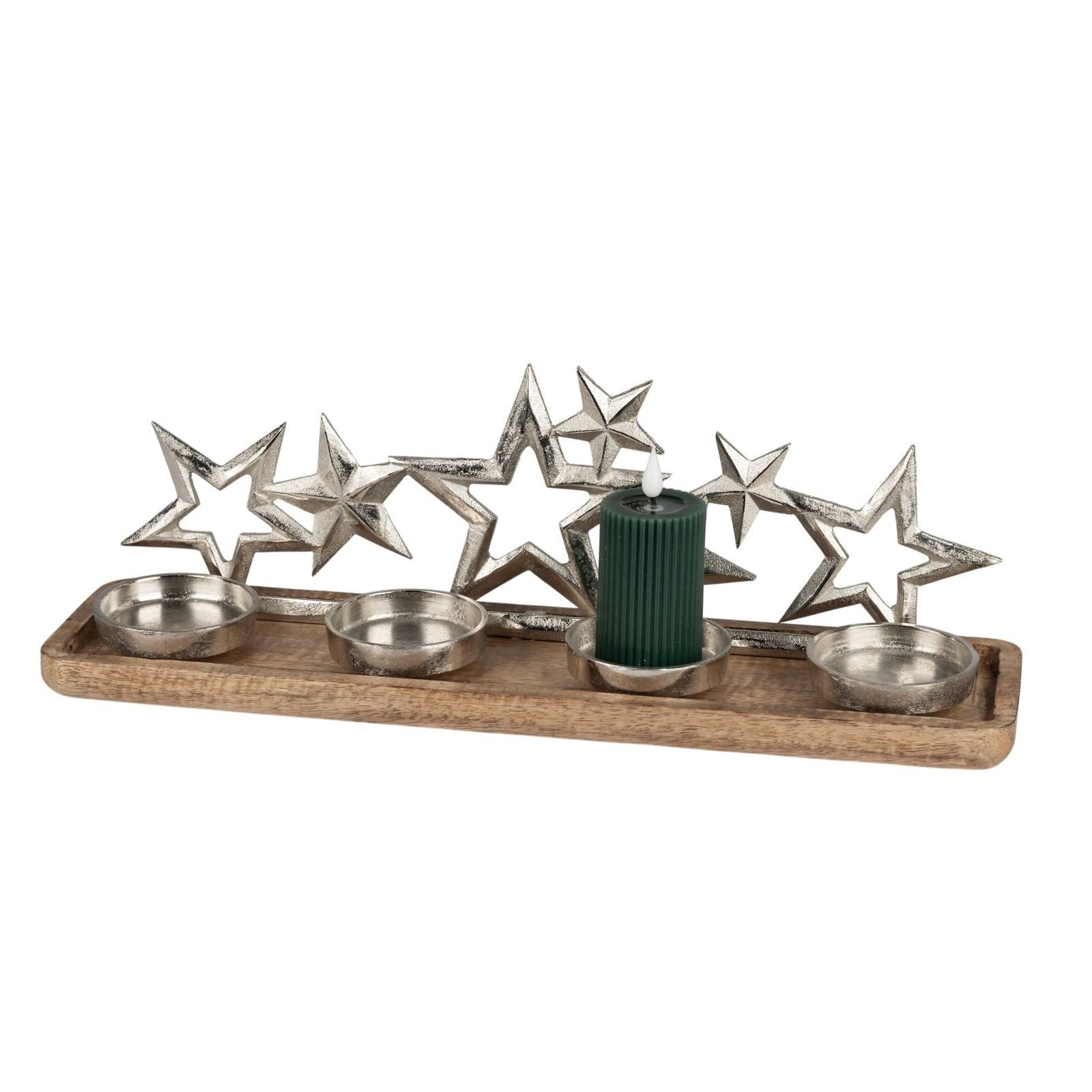 formano Sammelfigur Adventskerzenhalter 4-flammig 20 x 46 x 12 cm aus Mango-Holz