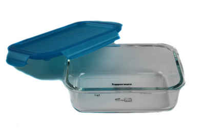 Tupperware Lunchbox »Premium Glas 1 L türkis Borosilikatglas + SPÜLTUCH«