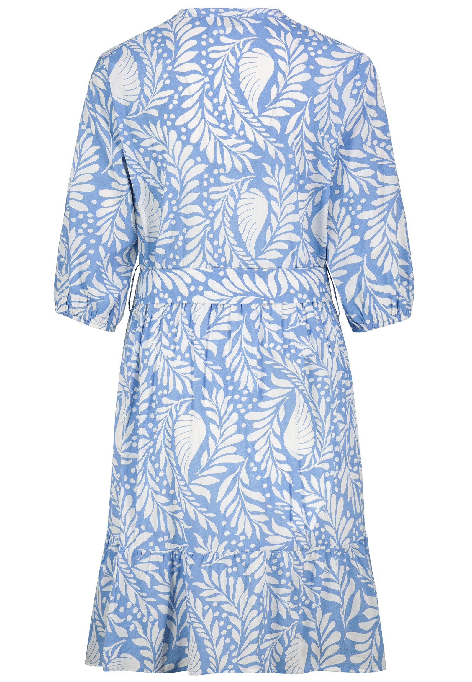 SUBLEVEL Blusenkleid Damen Blusenkleid mit Muster und Gürtel A-Linie, lange Ballonärmel, Gürtel mit runder Bastschnalle