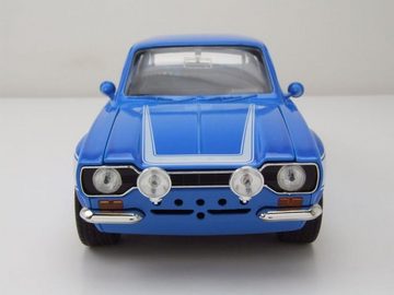 JADA Modellauto Ford Escort RS 2000 1974 blau weiß Brian Fast & Furious Modellauto, Maßstab 1:24