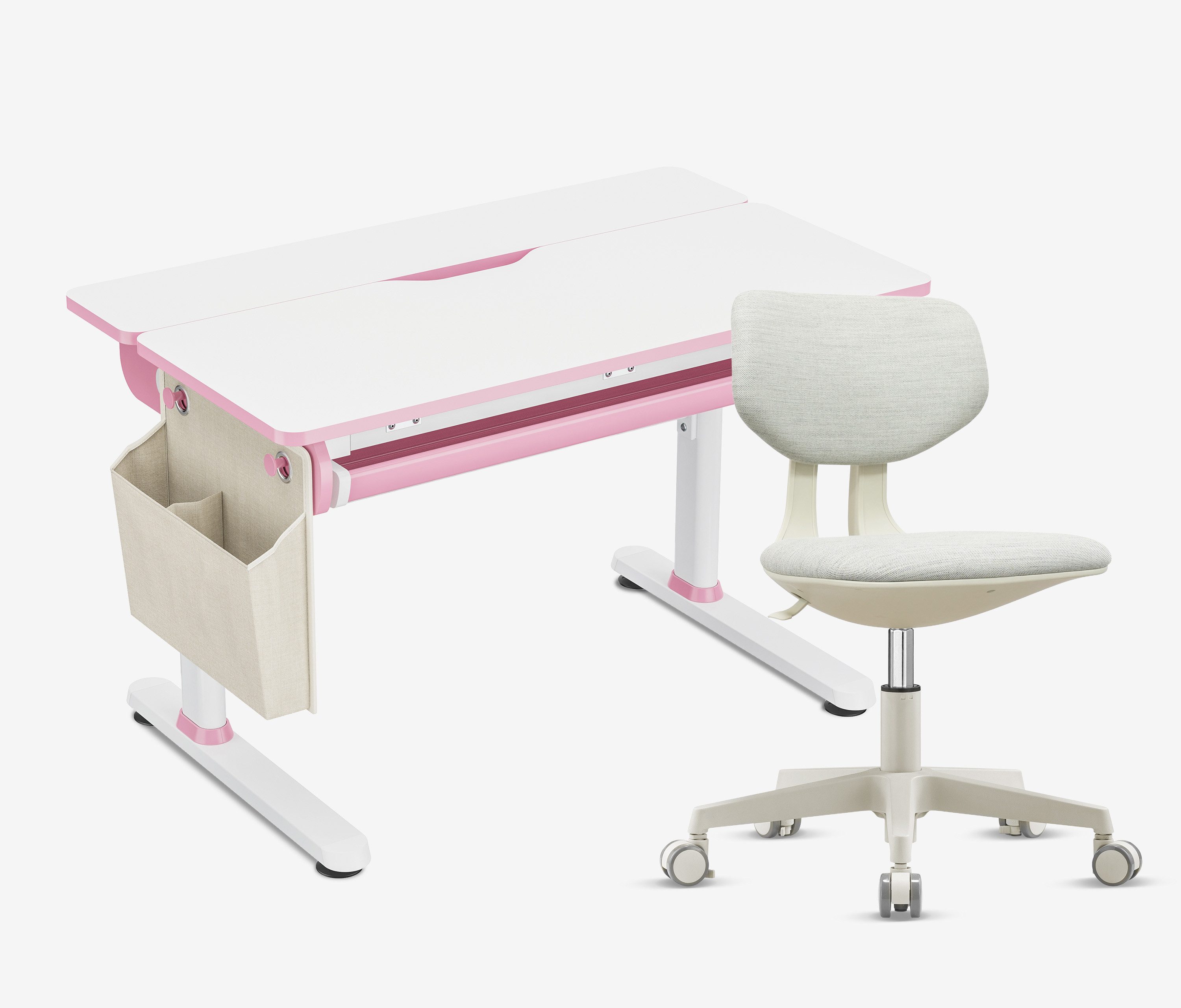 Ergolutions Kinderschreibtisch manuell höhenverstellbar + Stuhl, 5 Jahre Garantie / neigbare Fläche / Einklemmschutz / 100 kg Traglast
