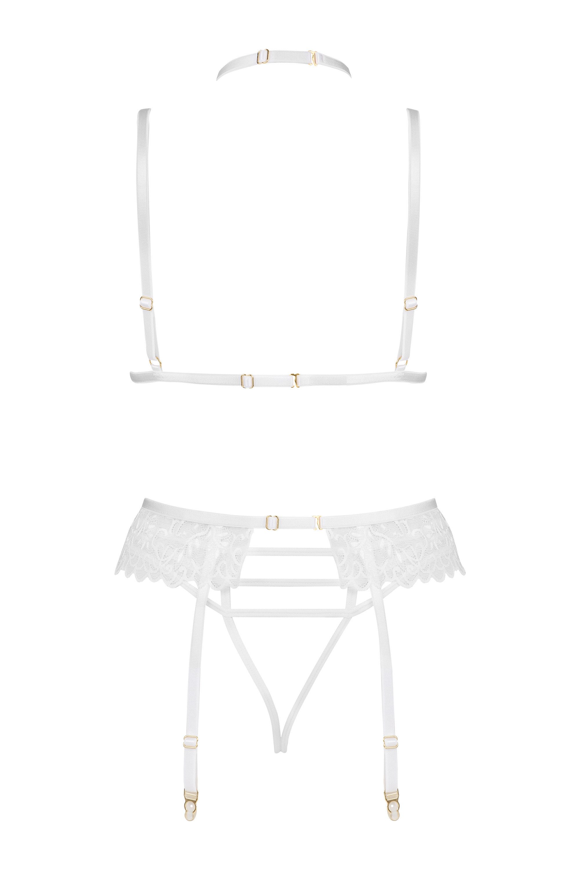 Beauty Night Fashion Set: Bügel-BH Strapse-Set Noemi weiß BH Ouvert-String (Set)