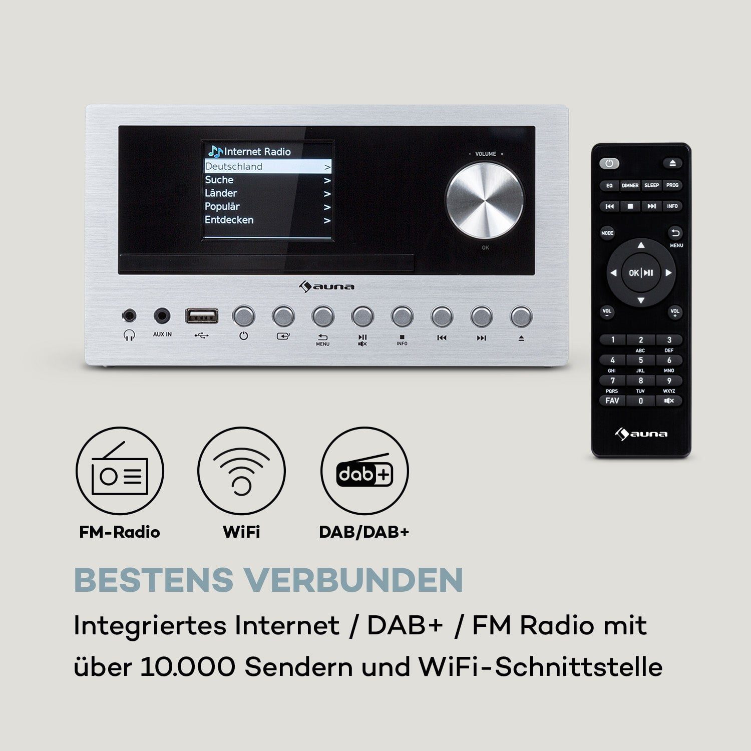 Internetradio Connect Küchenradio Radio, Digitalradio W, Stereoanlage mit Auna 30 System (Internet/DAB+/FM Bluetooth Musikanlage)