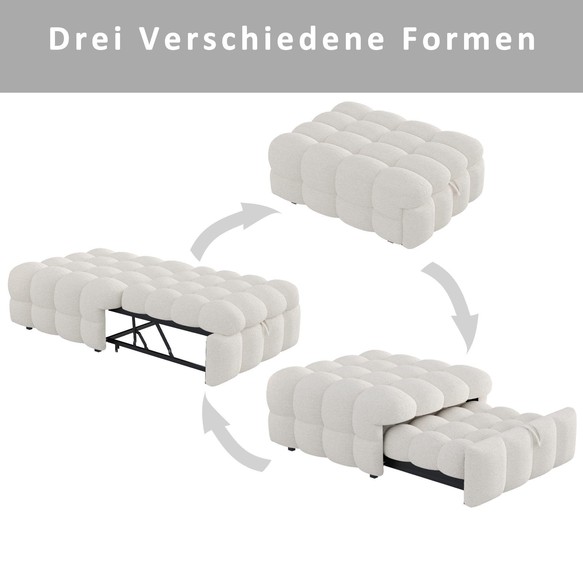 Merax Daybett aus Teddysamt (1 tlg), 2-in-1 Fußhocker Polsterbett mit Auszi günstig online kaufen