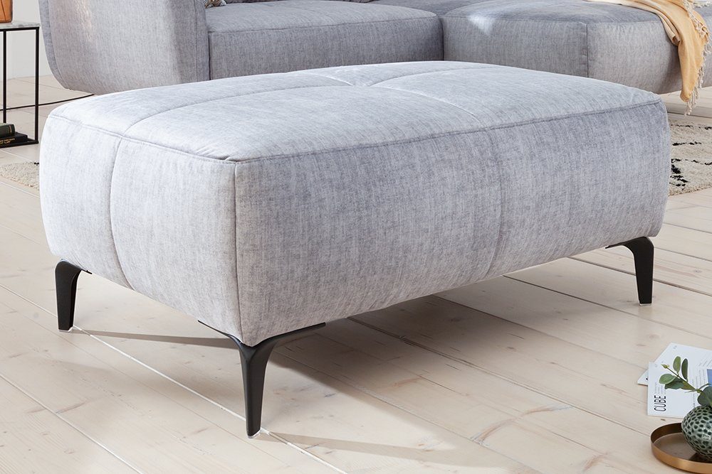 riess-ambiente Fußhocker MARRAKESCH 114cm silbergrau, Sitzhocker · für Sofas · Samt-Bezug · Wohnzimmer