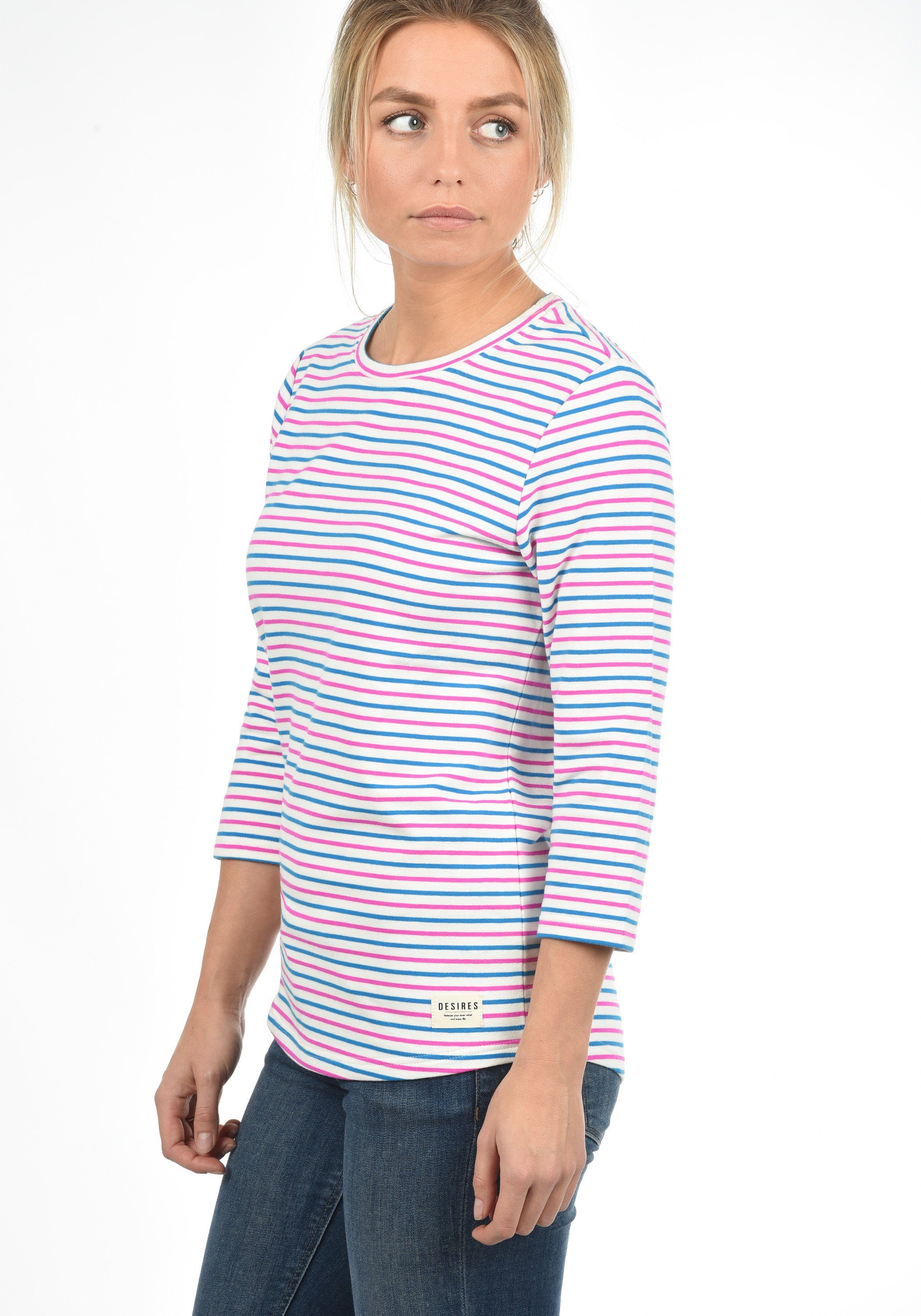 3/4-Arm-Shirt Helene Sweatshirt DESIRES (2283) gestreiftes Brilliant