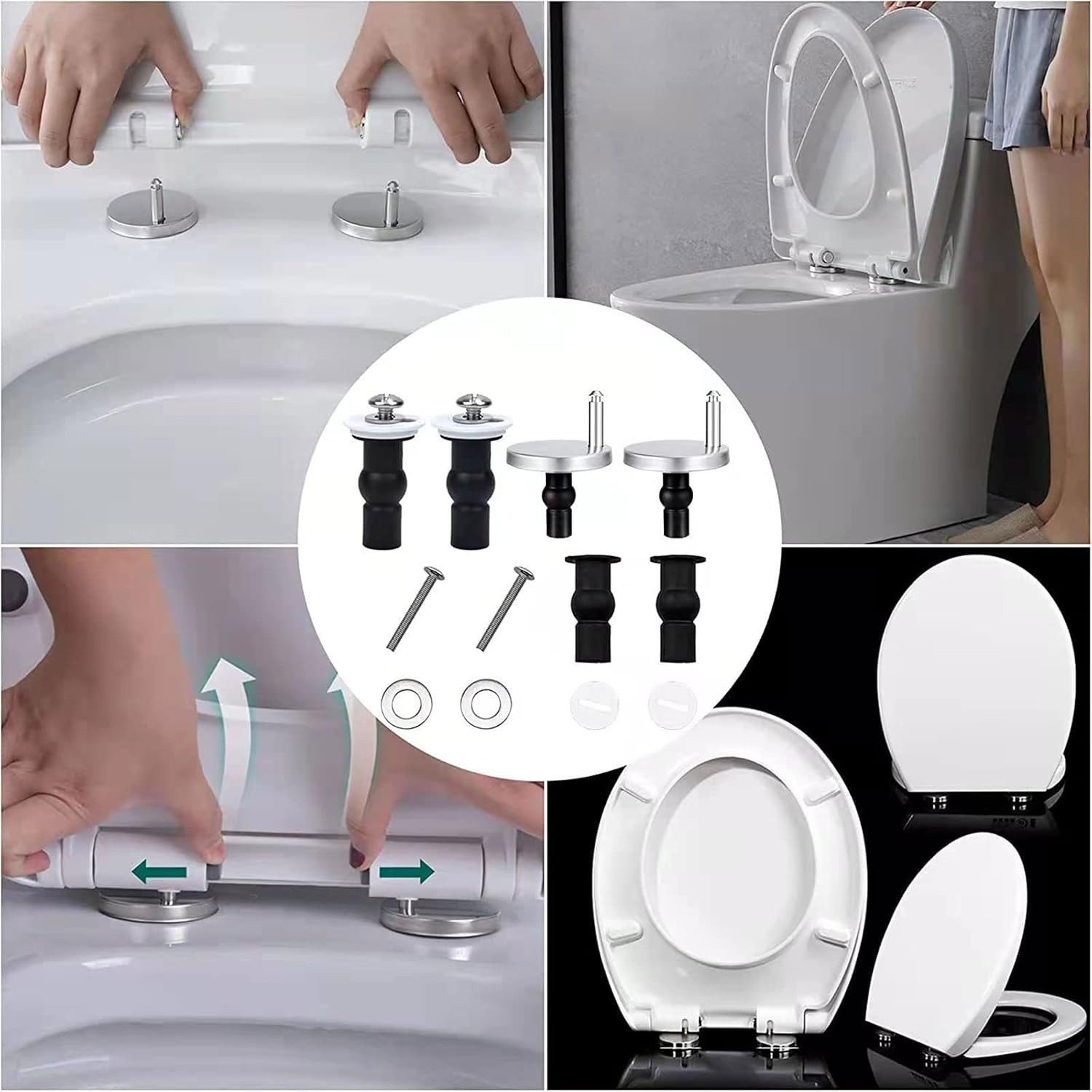 OKWISH WC-Sitz 4er Toilettendeckel Edelstahl Scharnier günstig online kaufen