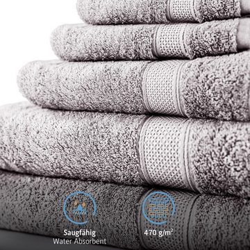 Komfortec Handtuch Set 100% Baumwolle, 2er Badetücher 70x140 cm und 4er Handtücher 50x100 cm, Frottee, (Set, 6-tlg), Weich