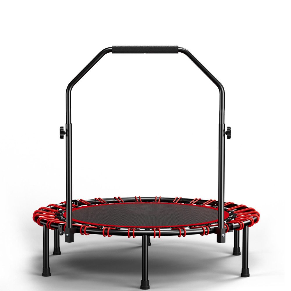 BBWL Fitnesstrampolin Fitness Trampolin klappbar mit Griff Premium Elastik leise Bungee, Ø 101 cm, Trampolin 101cm Indoor Rebounder höhenverstellbar stabil