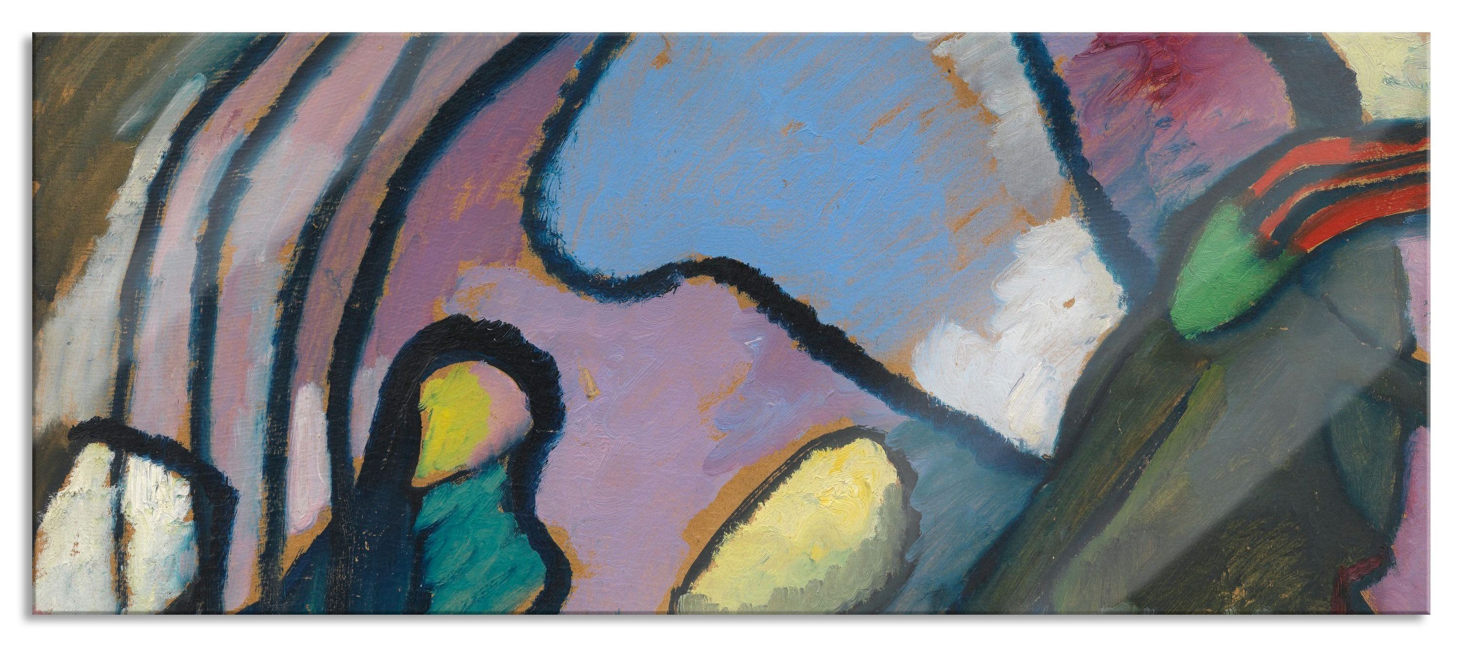 Begleitung, und Gelbe Wassily Wassily aus Gelbe Kandinsky - St), inkl. Echtglas, Begleitung Kandinsky (1 Aufhängungen Glasbild - Pixxprint Abstandshalter Glasbild
