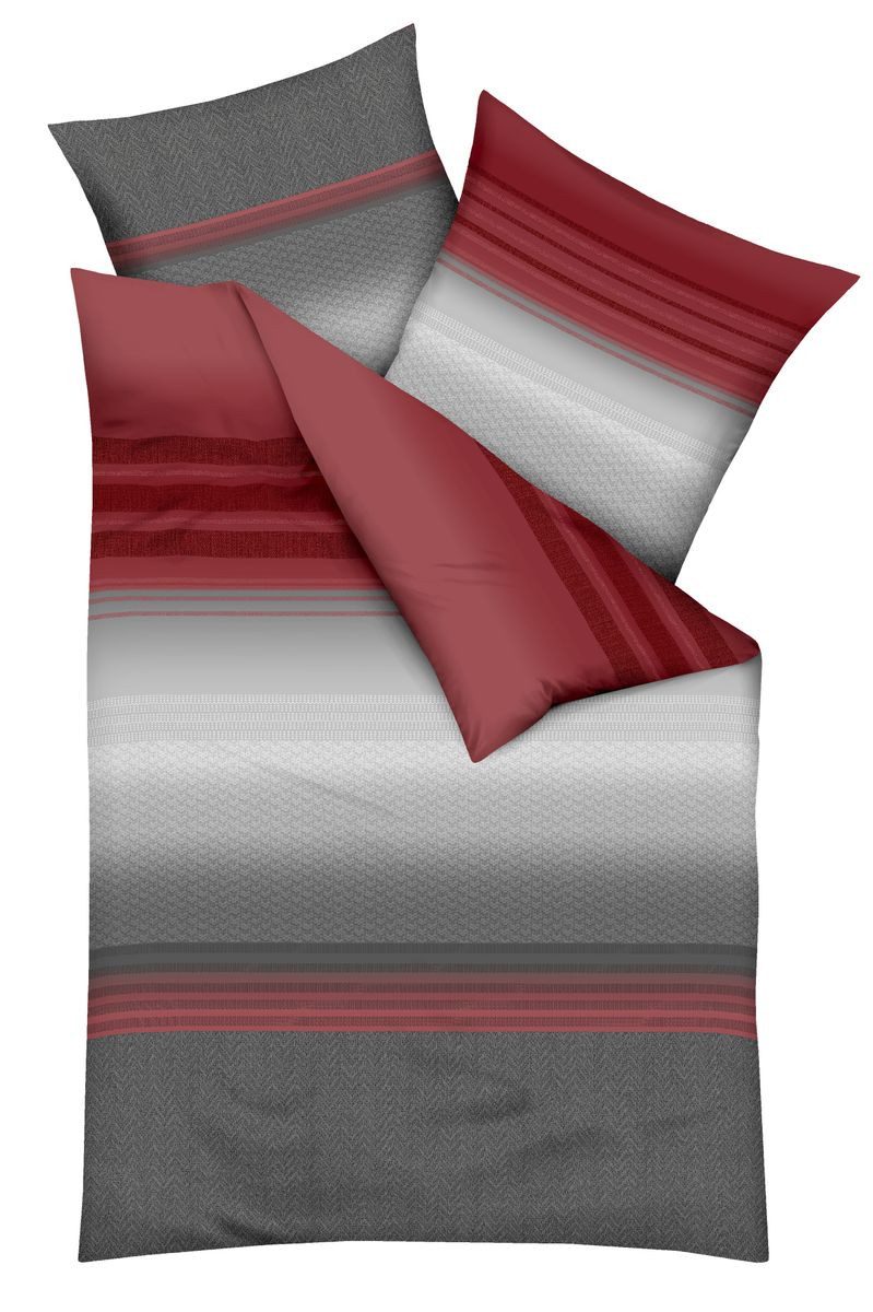 JACK Bettwäsche 135x200cm Traumstreifen Grau Kaeppel, Biber, 2 teilig, Traumstreifen, Strickoptik