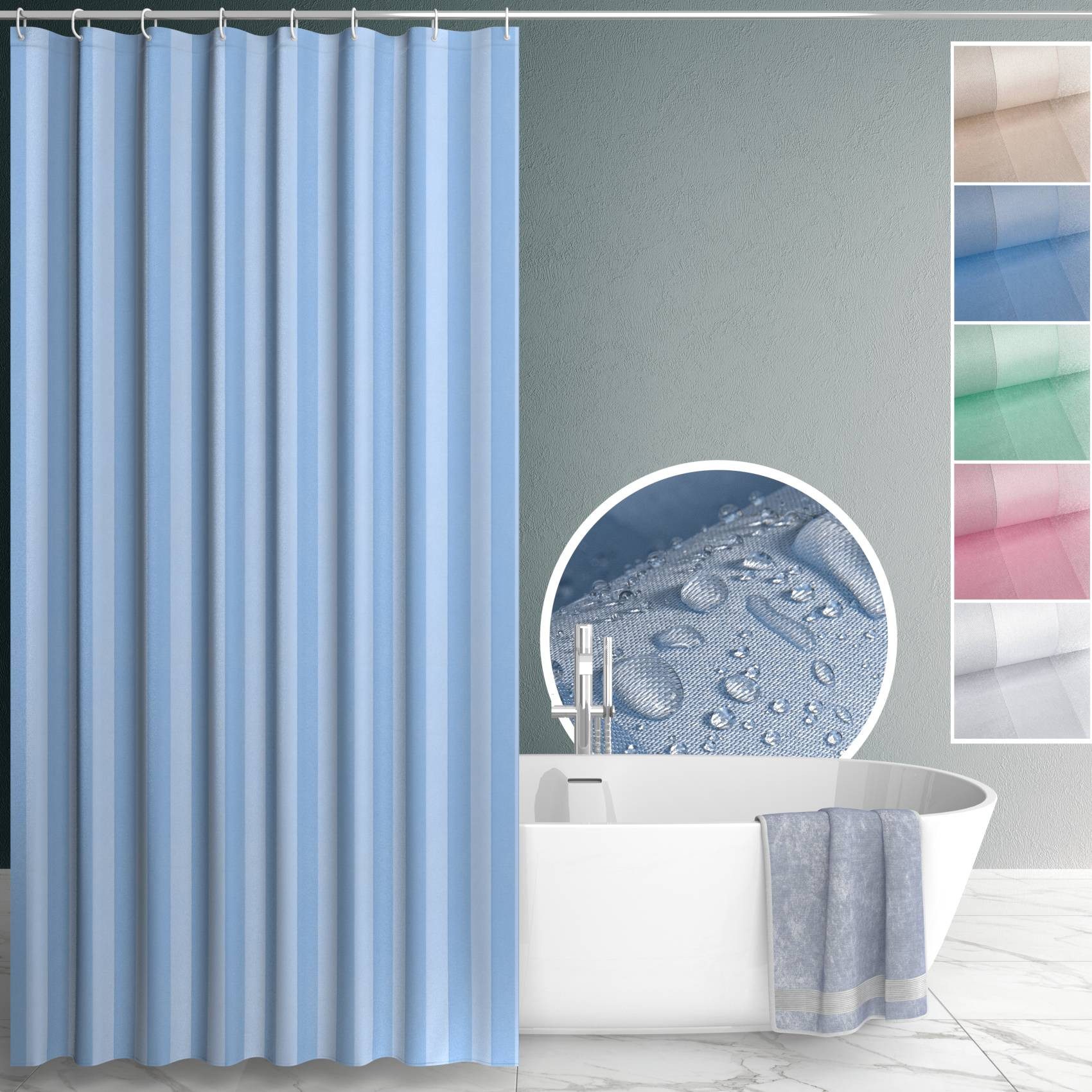 ANRO Duschvorhang aus Italien hochwertig verarbeitet mit Ösen und Haken aus günstig online kaufen