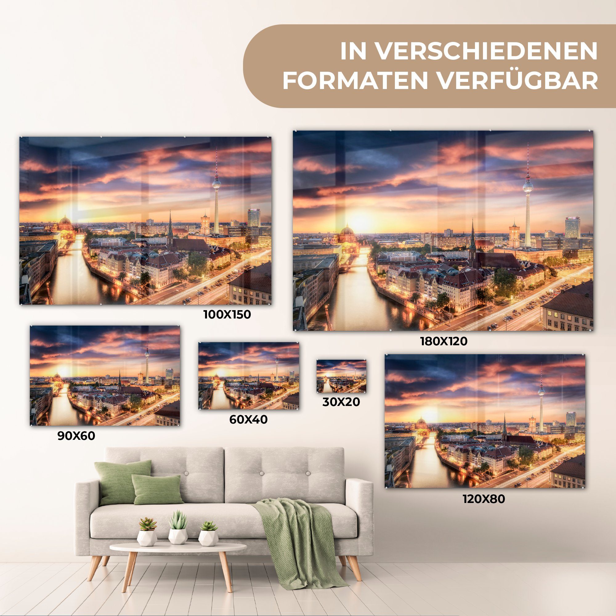 St), - Acrylglasbilder (1 - MuchoWow Turm Nacht Berlin, Schlafzimmer & Wohnzimmer Acrylglasbild