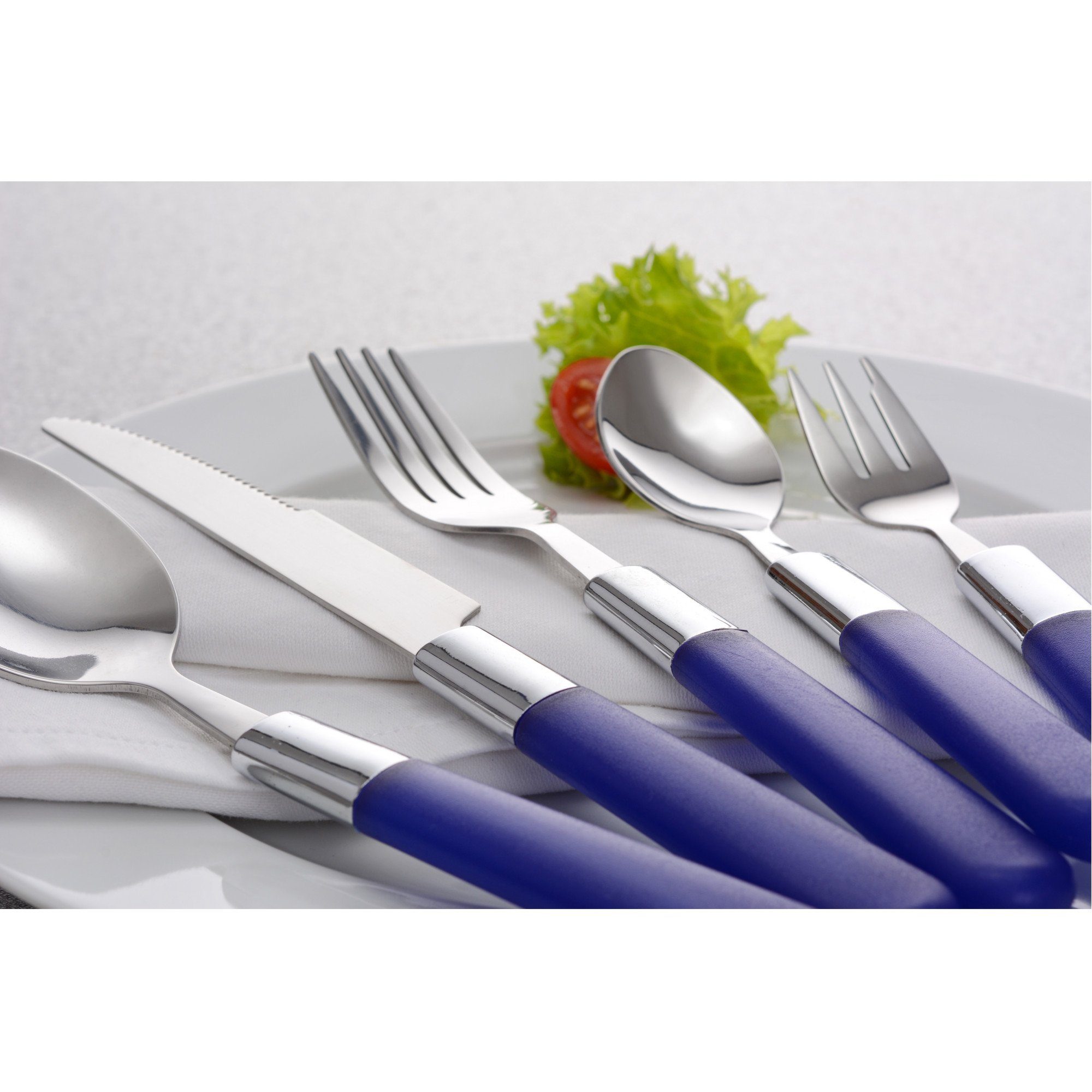 GRÄWE Besteck-Set GRÄWE 37-teiliges Starter-Set mit blauen Griffen, Serie MILANO, Edelstahl 18/0