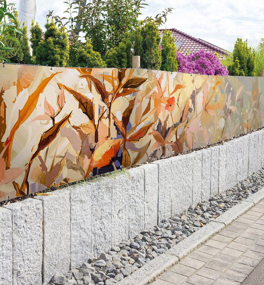 Thumbnail - MyMaxxi Sichtschutzzaunmatten Zaunbanner gemalte Blumen und Pflanzen des Frühlings Sichtschutz Zaun, (gemalte Blumen und...