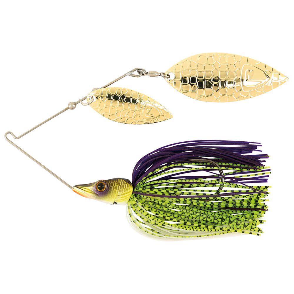 Fox Rage Kunstköder Fox Rage Spinnerbait Table Rock, (1-St), Detailreicher Jigkopf mit 3D-Augen, Robuster Silikonfaserring mit einer pulsierenden Lockaktion, Hochqualitativer Wirbel am Hauptblatt für eine optimale Laufaktion