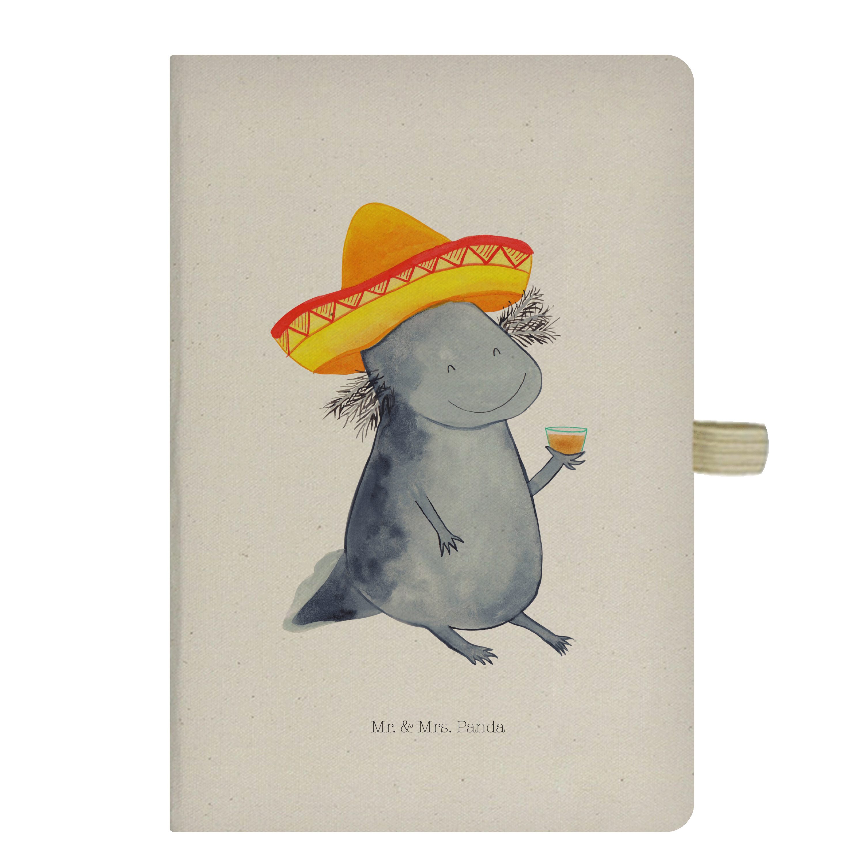 Mr. & Mrs. Panda Notizbuch Axolotl Tequila - Transparent - Geschenk, Kladde, Schreibbuch, Schwan Mr. & Mrs. Panda