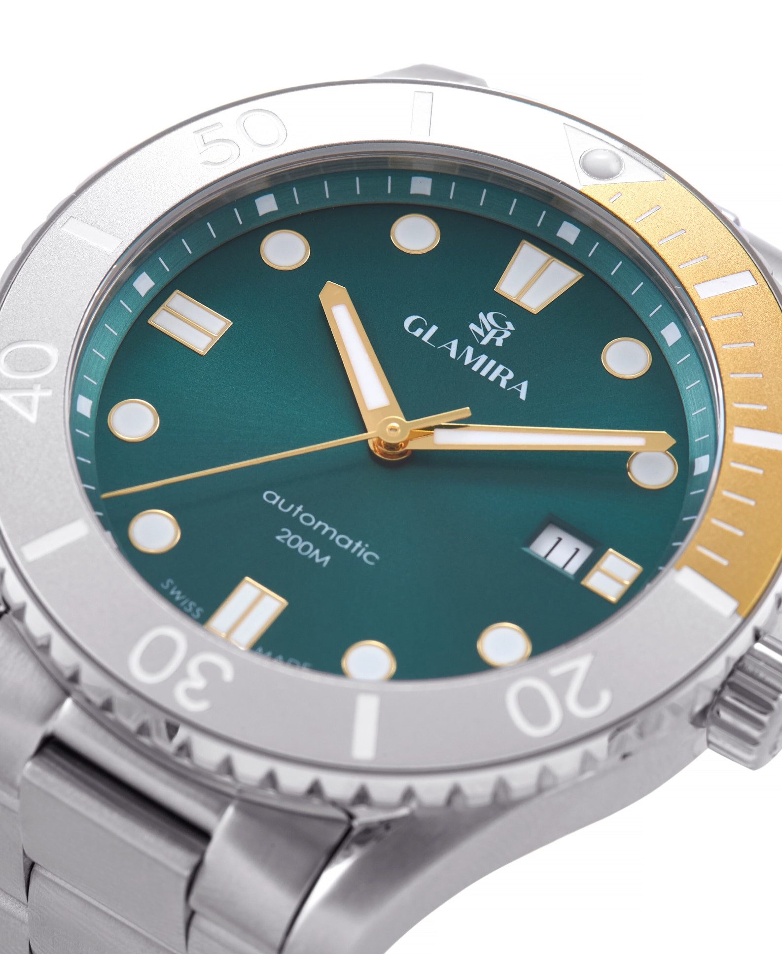 GLAMIRA Luxusuhr GLAMIRA Aurevian Automatikuhr Blau-Grün, (1-tlg), Automatik, Leuchtzeiger