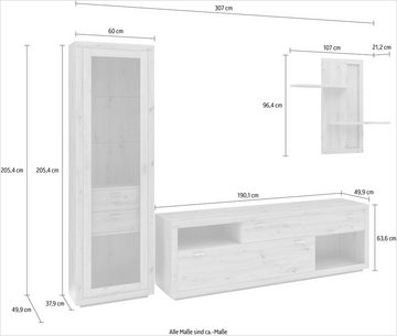 set one by Musterring Wohnwand Chandler, (Set, 3-St), Eiche Artisan, Maße (BxHxT) 307 x 205,4 x 49,9 cm