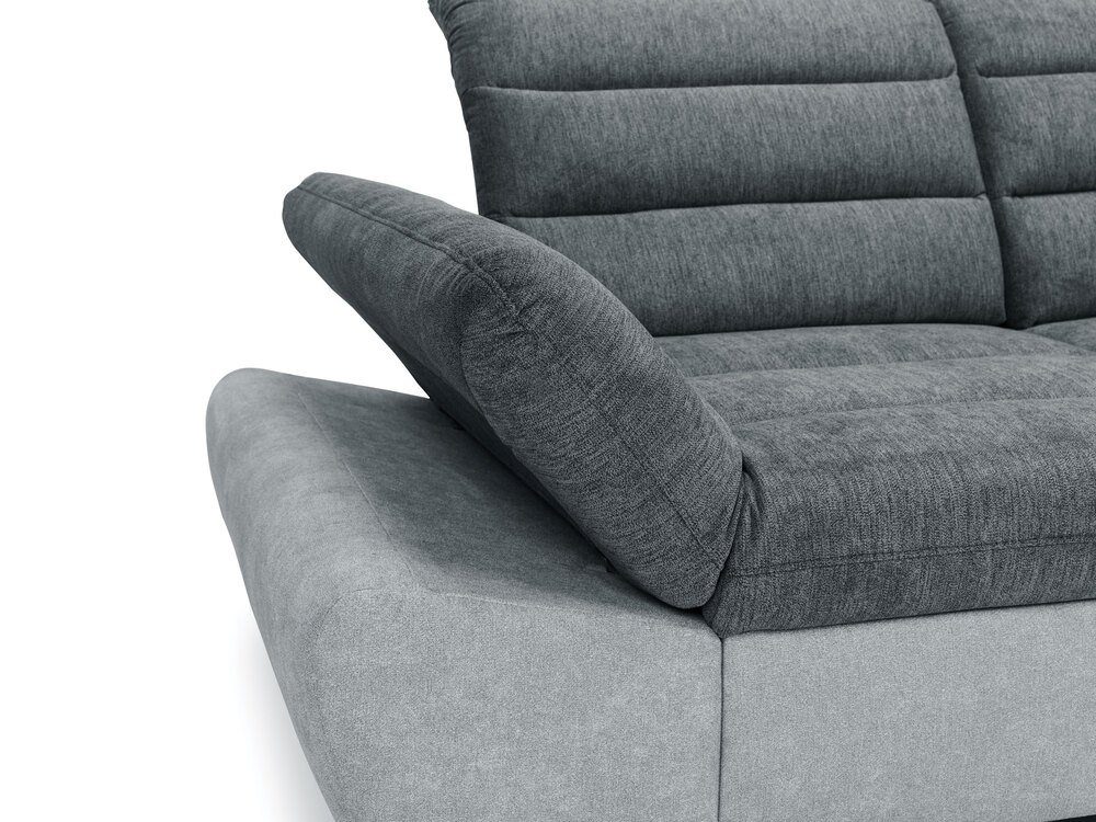 frei L-Form, Relaxfunktion und Armlehnenverstellung, Bettfunktion Design, inklusive mit oder Raum rechts Romola, Kopfteil-, und im mit links bestellbar, Bettkasten, Eckcouch, Modern mane stellbar, Rückenteil- Stylefy Ecksofa