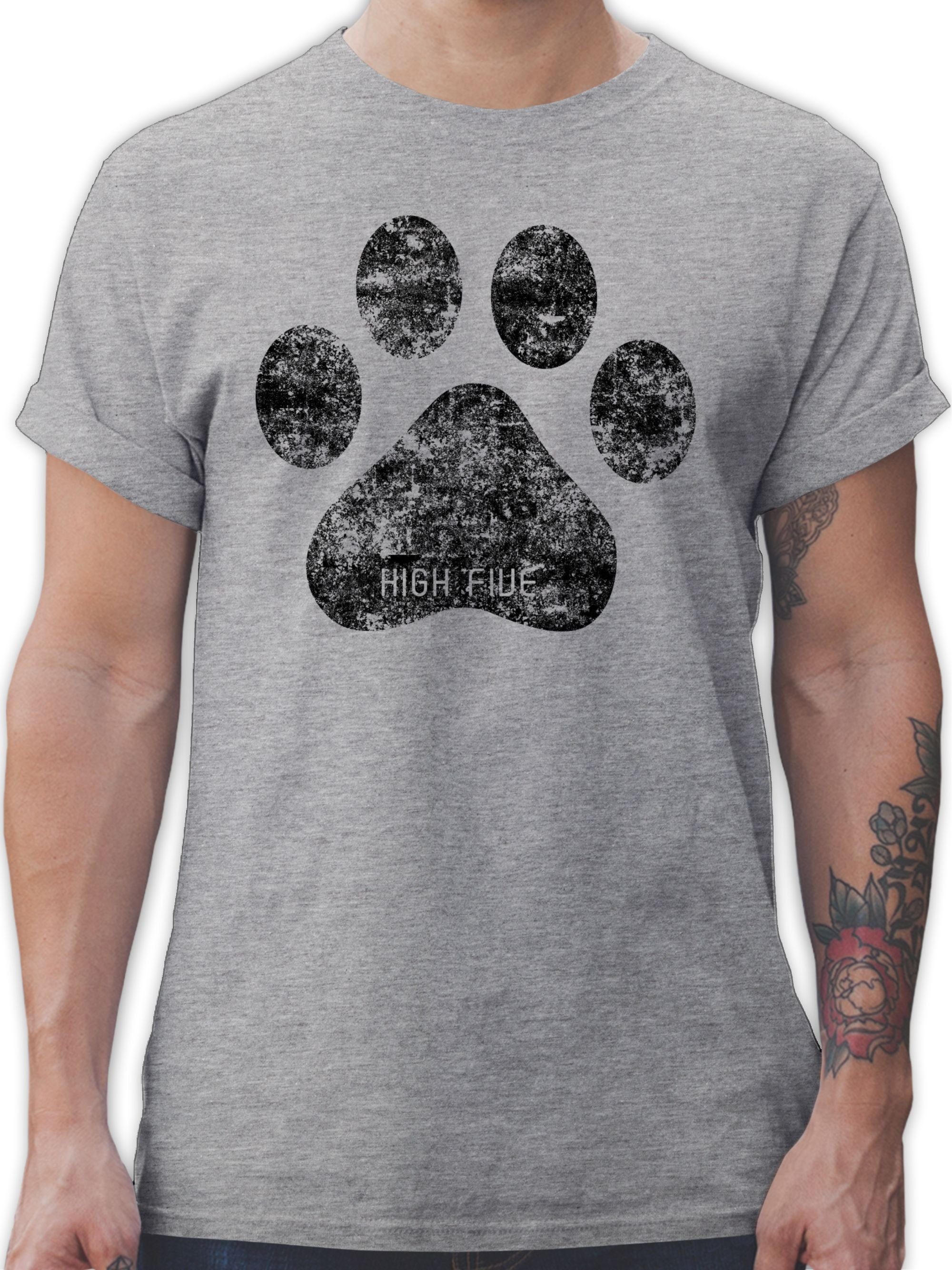 Shirtracer T-Shirt High Five Hunde Pfote Geschenk für Hundebesitzer 3 Grau meliert
