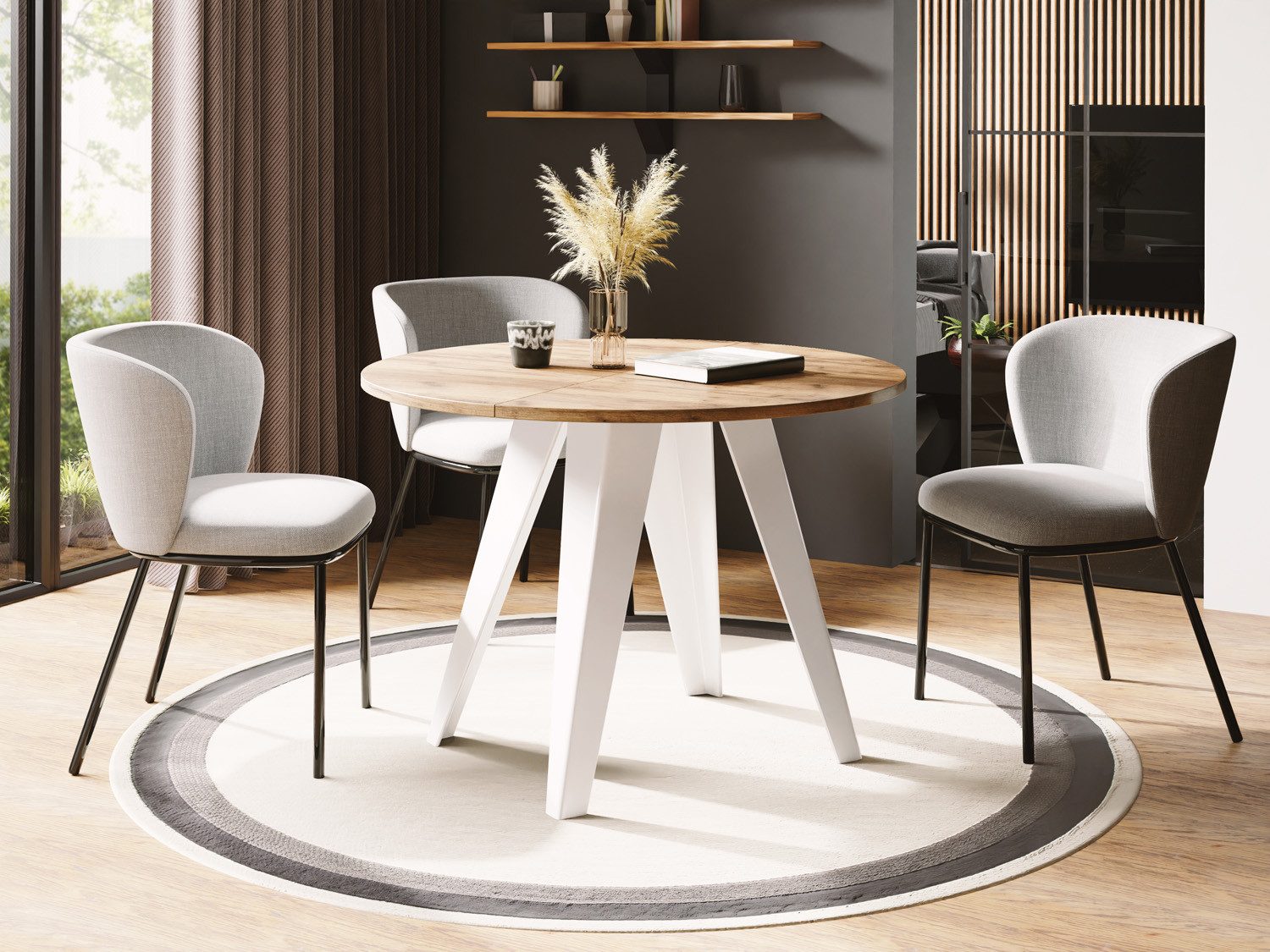 WFL GROUP Esstisch Griffin (erhältlich in zwei Größen – 90/100 cm, ausziehbar auf 130/140 cm), platzsparender Tisch für kleine Küche, Esszimmer oder Wohnzimmer