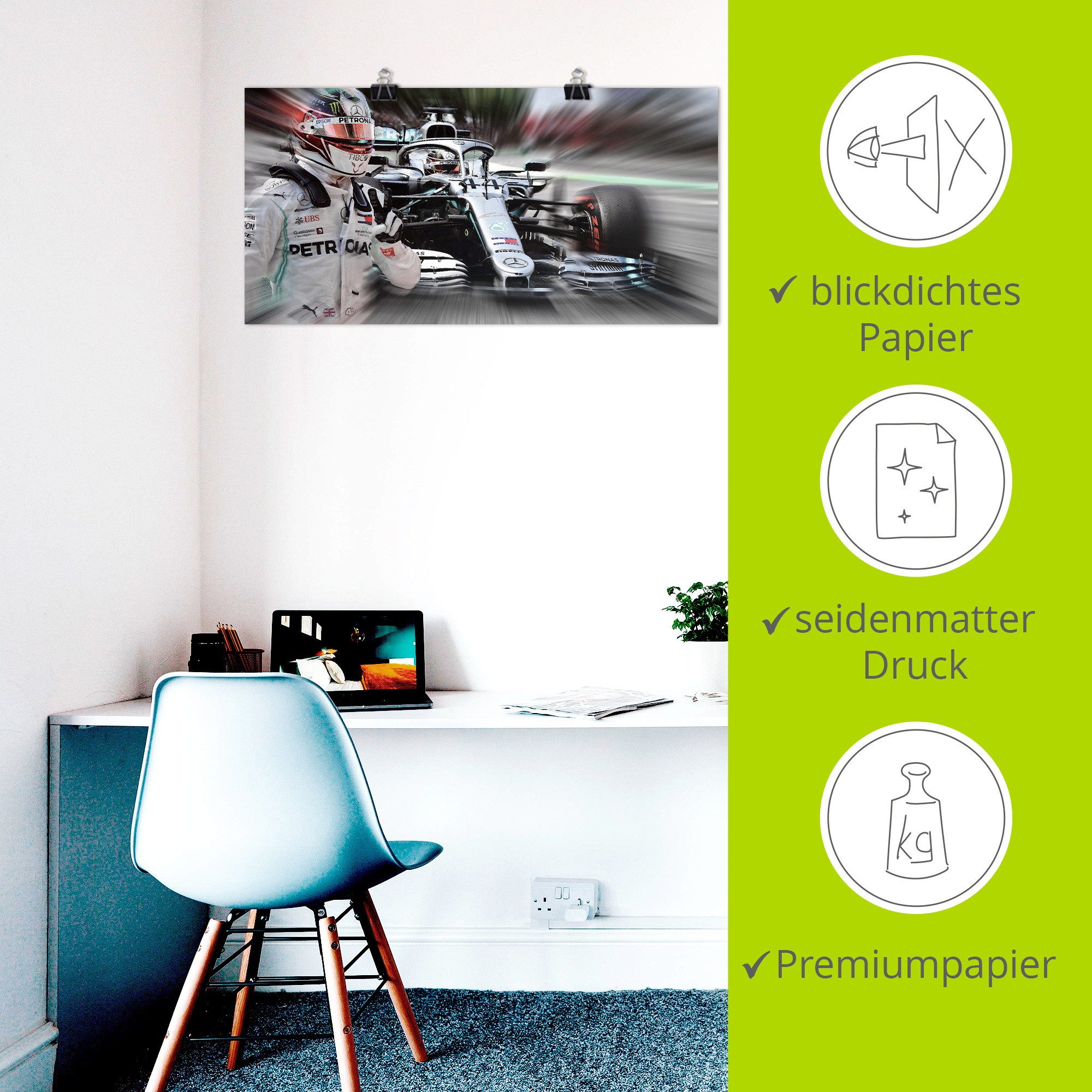 Artland Wandbild Weltmeister Sir Lewis Hamilton, Funsport (1 St), als Alubild, Leinwandbild, Poster, Wandaufkleber in verschied. Größen