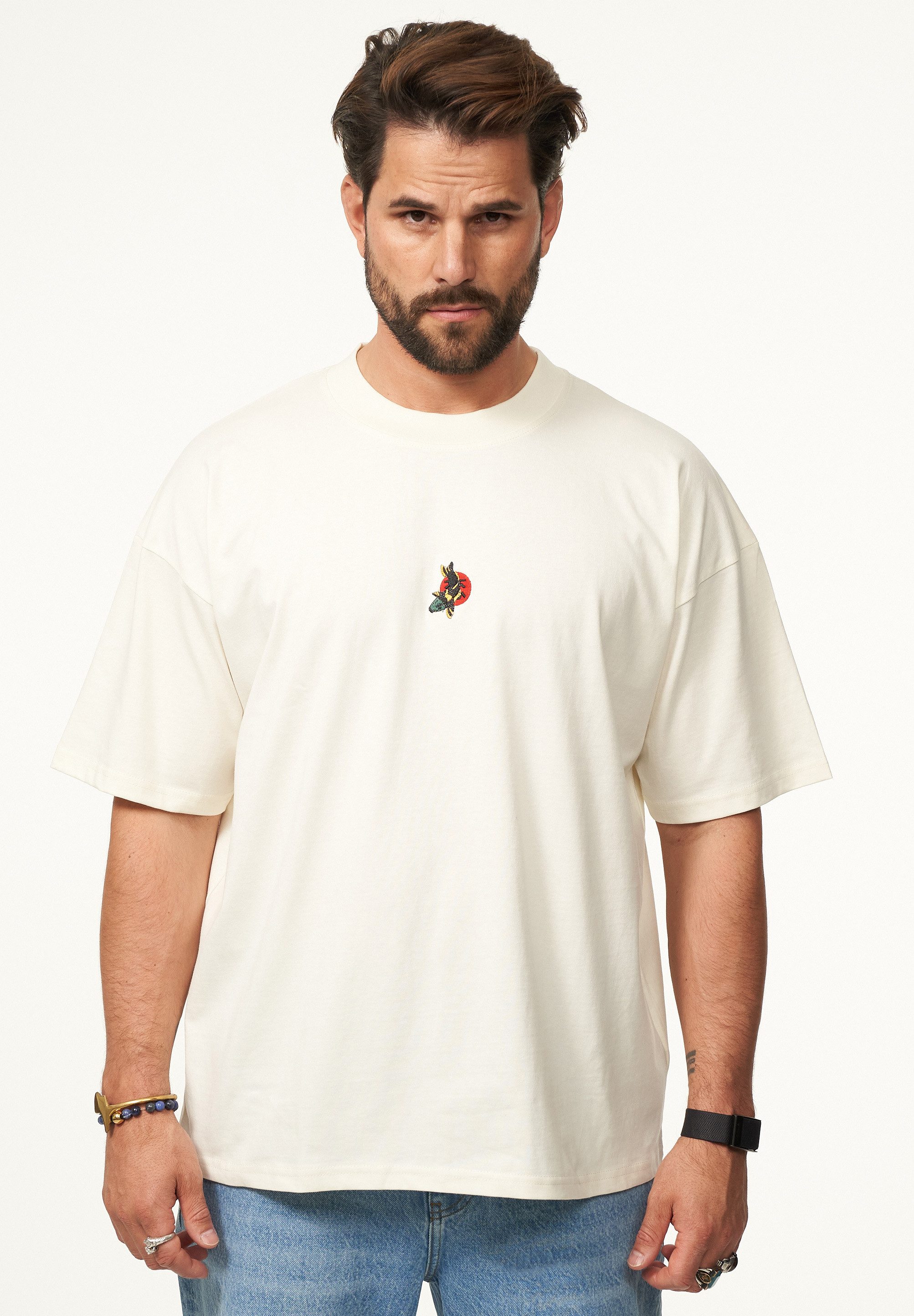 SOULSTAR T-Shirt mit Stickerei Herren Oversize-Fit Kurzarm Shirt mit Rundhals-Ausschnitt