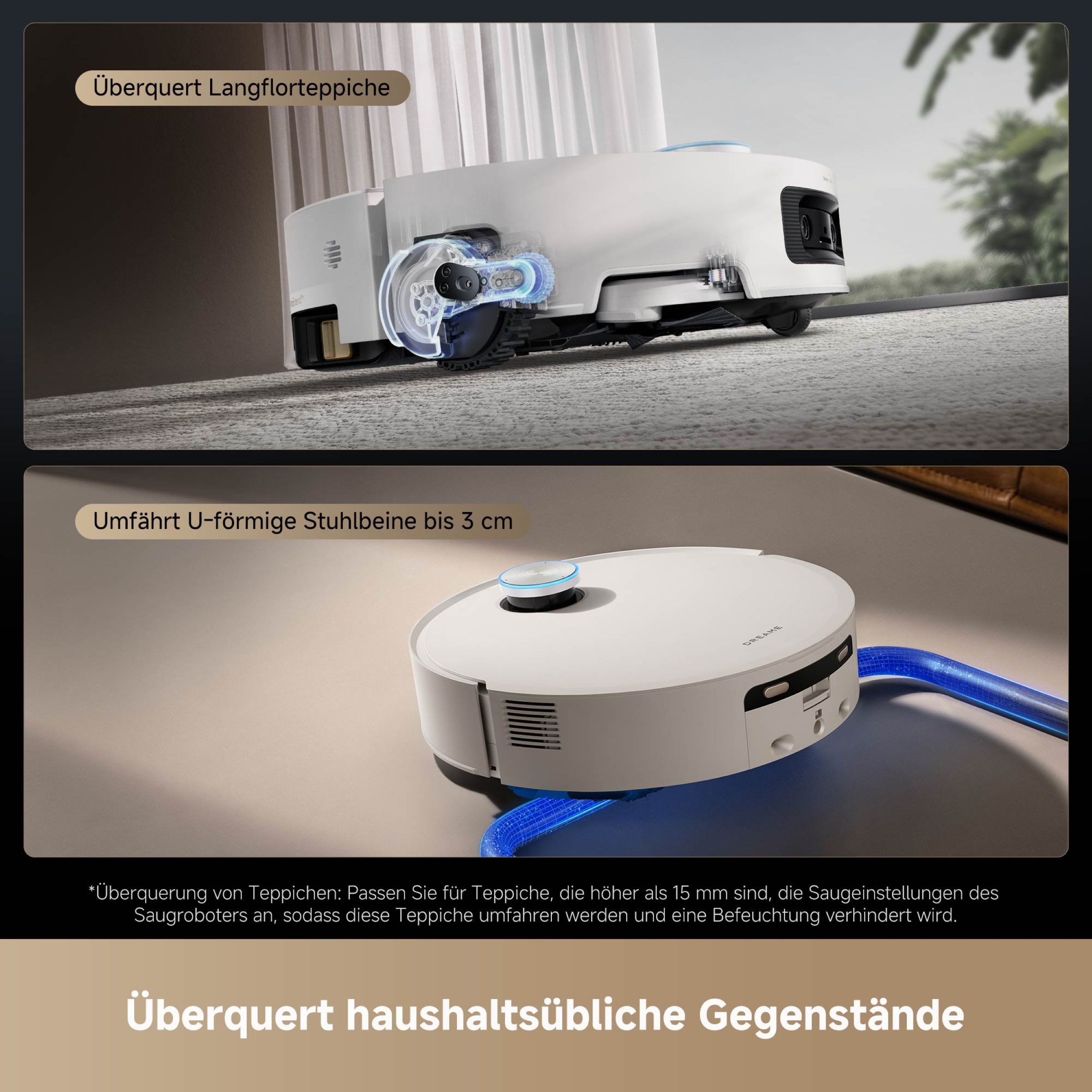 Dreame Saugroboter mit Wischfunktion Aqua10 Ultra Track Complete White, 650 W, mit Beutel, Warmwasser-Wischsystem, überwindet Hindernisse, 25.000 Pa Saugkraft – Bild 5 von 5