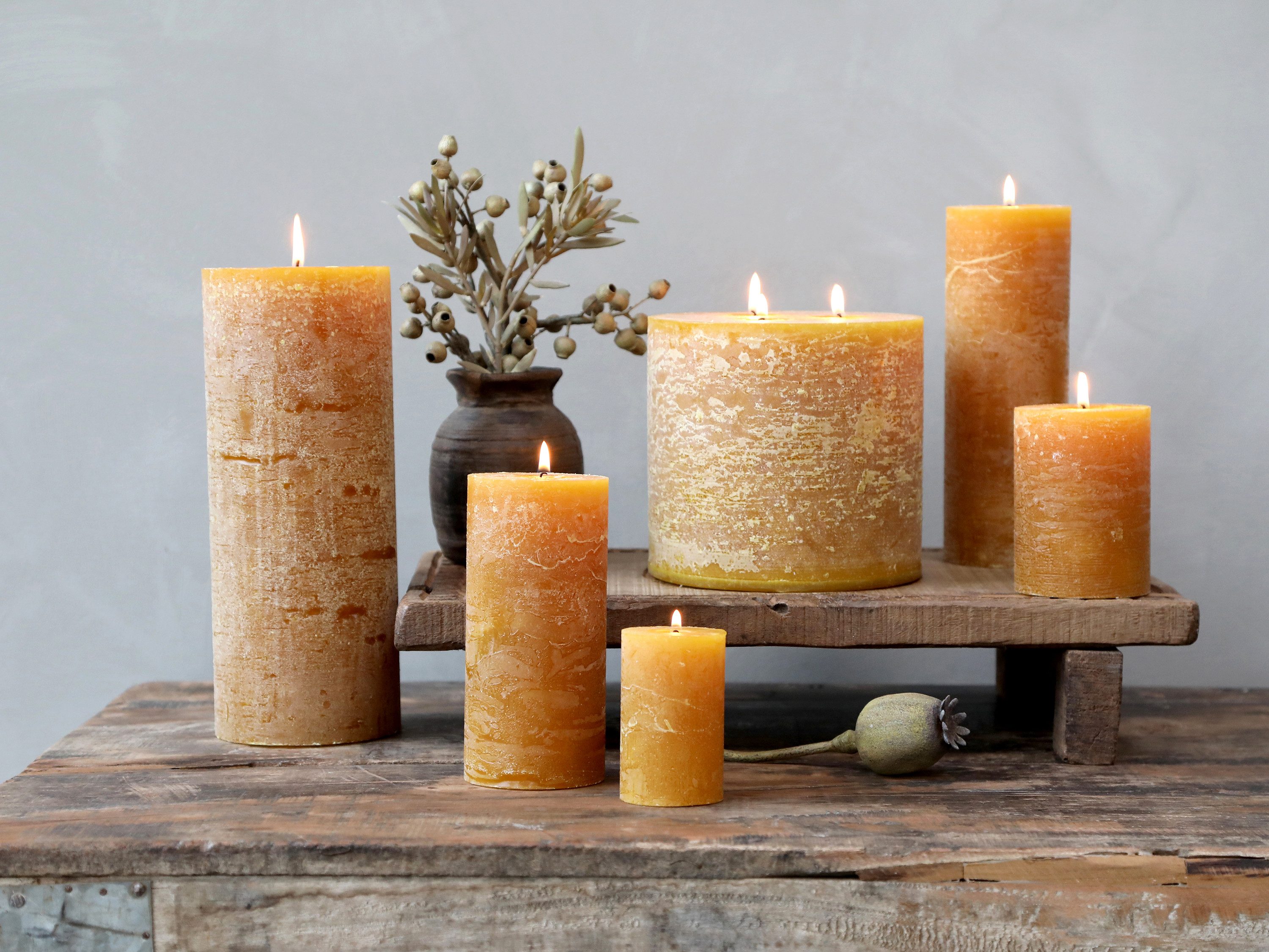 Chic Antique Rustic-Kerze Stumpenkerze Rustikale Kerze Macon Paraffin versc günstig online kaufen