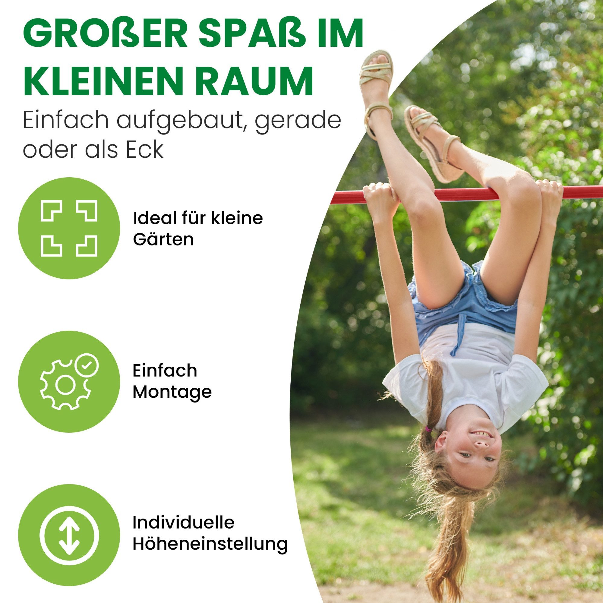 Gartenpirat Turnreck Turnreck mit Lärchen-Pfosten mit Reckstange rot