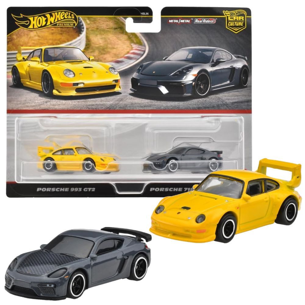 Hot Wheels Spielzeug-Rennwagen Porsche 993 GT2 & Porsche 718 CaymanGT4 Hot Wheels Premium Fahrzeuge