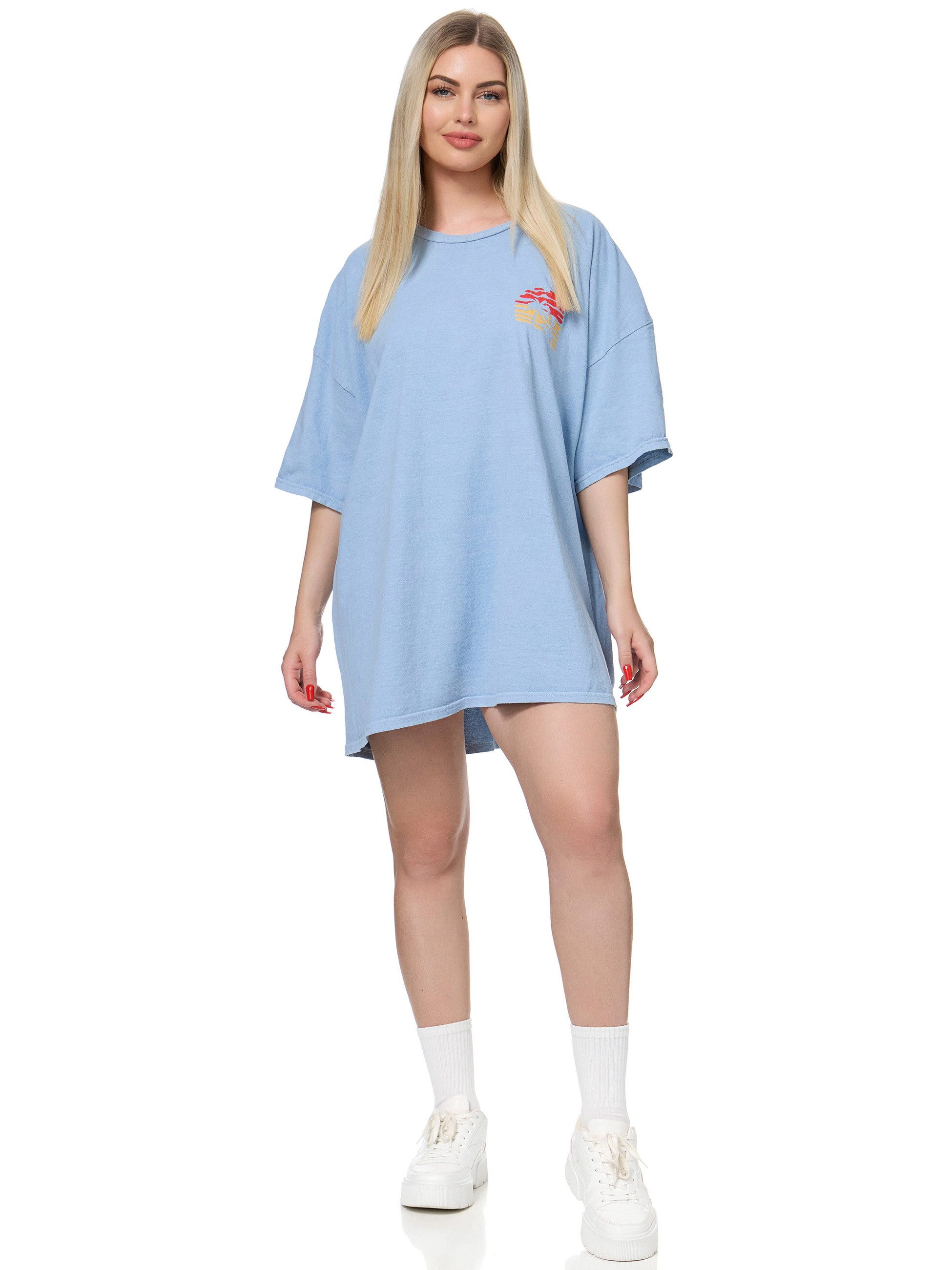 Worldclassca T-Shirt Worldclassca Oversized Print SUNSET T-Shirt lang Sommer Oberteil