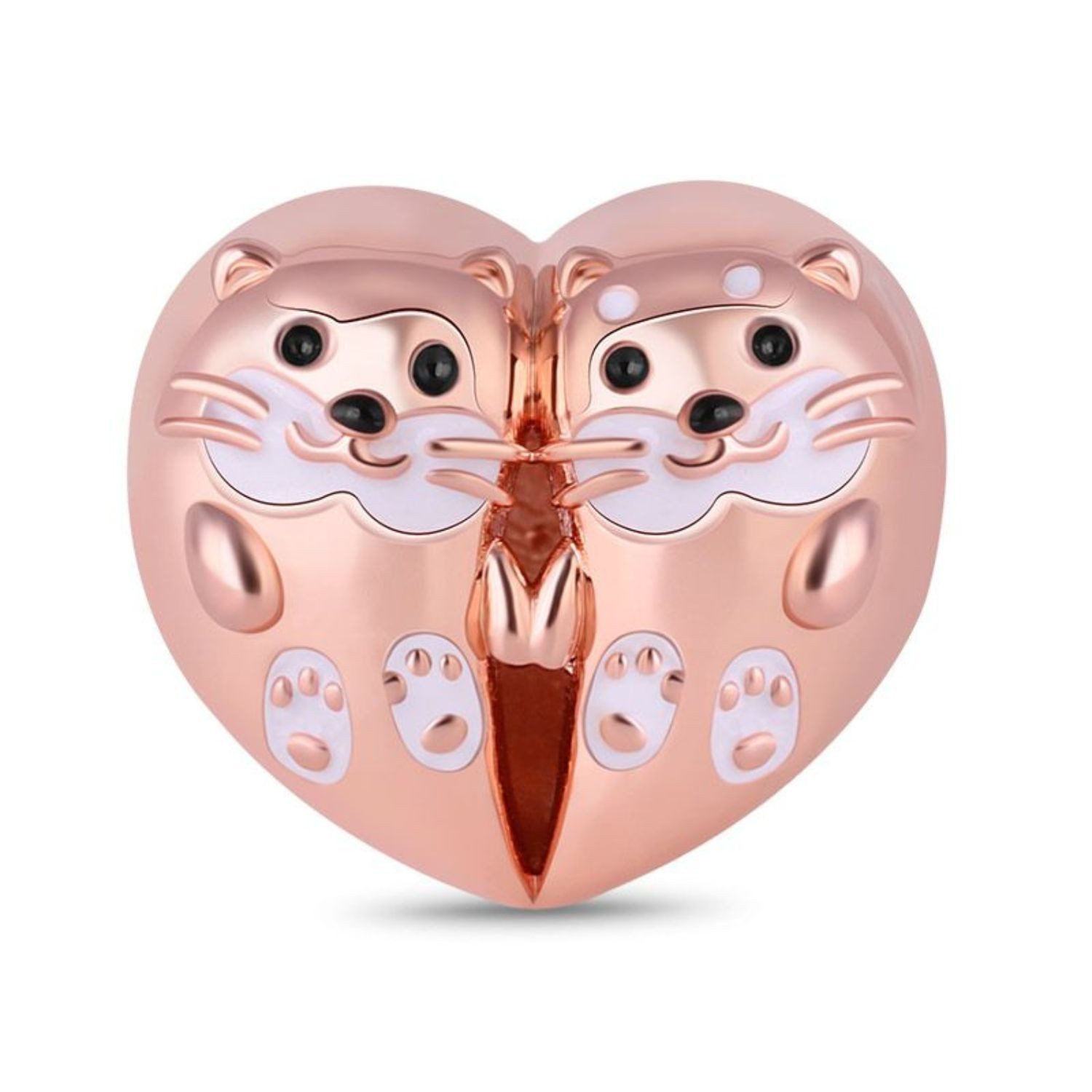 Bead Gnoce Charm Otter-Herz EMC006 Silver rosévergoldet