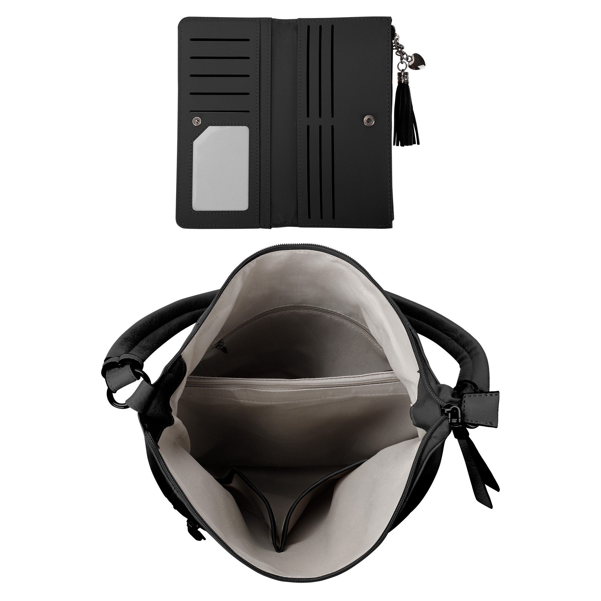 TANTOMI Handtasche 2-Tlg Shopper Schultertasche mit Geldbörse Damen Groß Umhängetasche, Crossbody Bag Damen für Pendler und Reisen mit Abnehmbarem Riemen – Bild 4 von 5