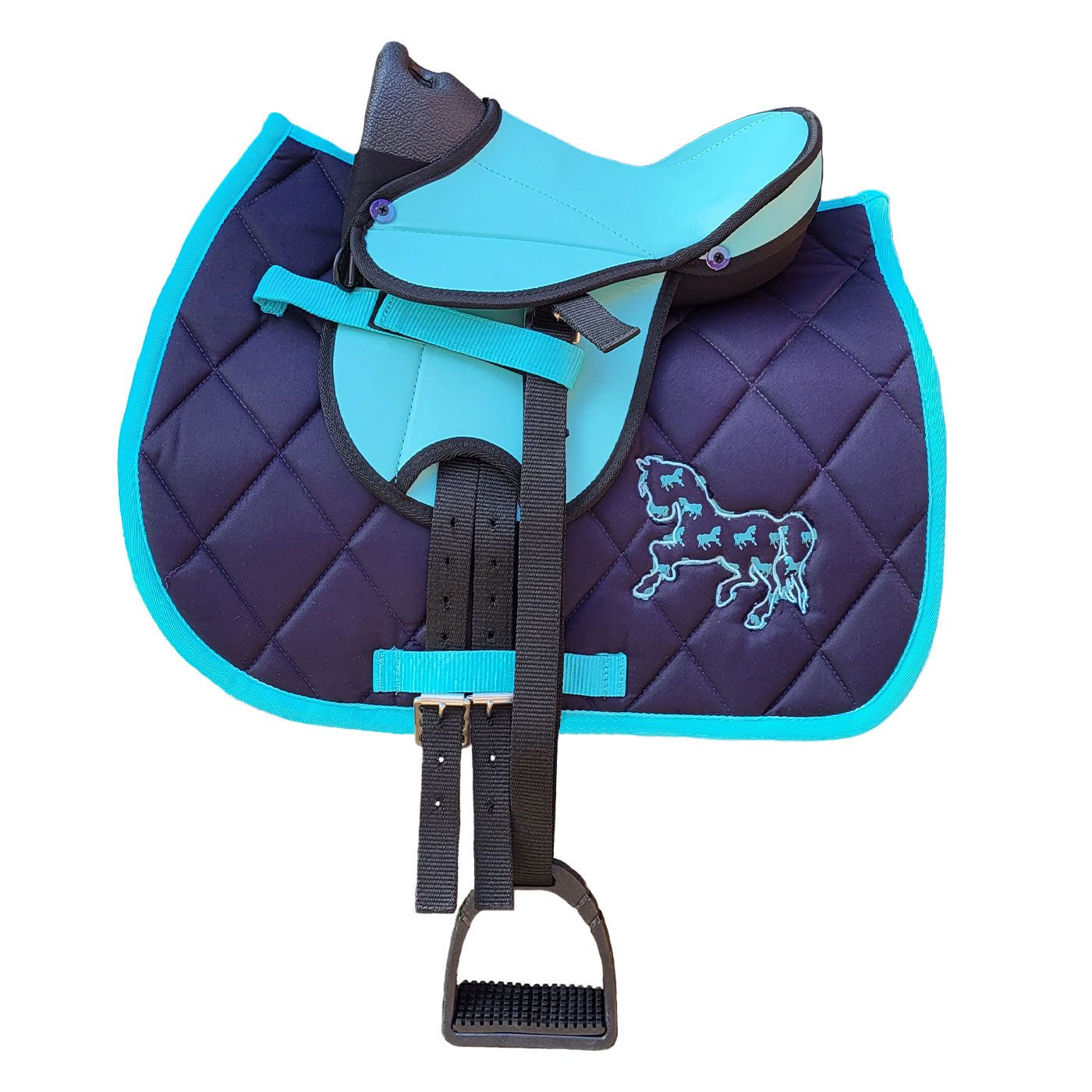 Brama-West Vielseitigkeitssattel Kinder Sattelset "My happy Pony" für Holz-/Gartenpferde