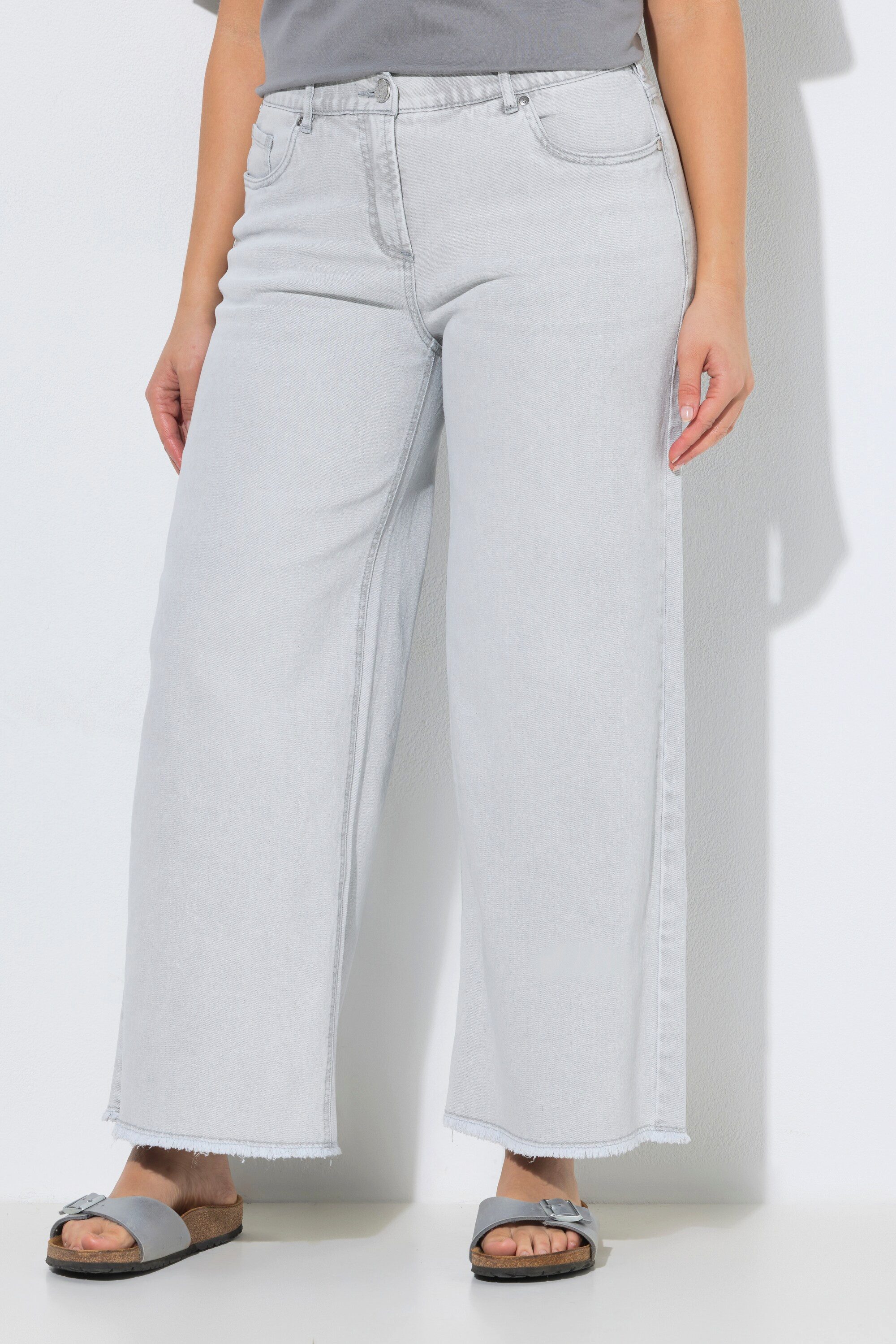Ulla Popken Regular-fit-Jeans Jeans Mary Fransensaum weites Bein Stretch