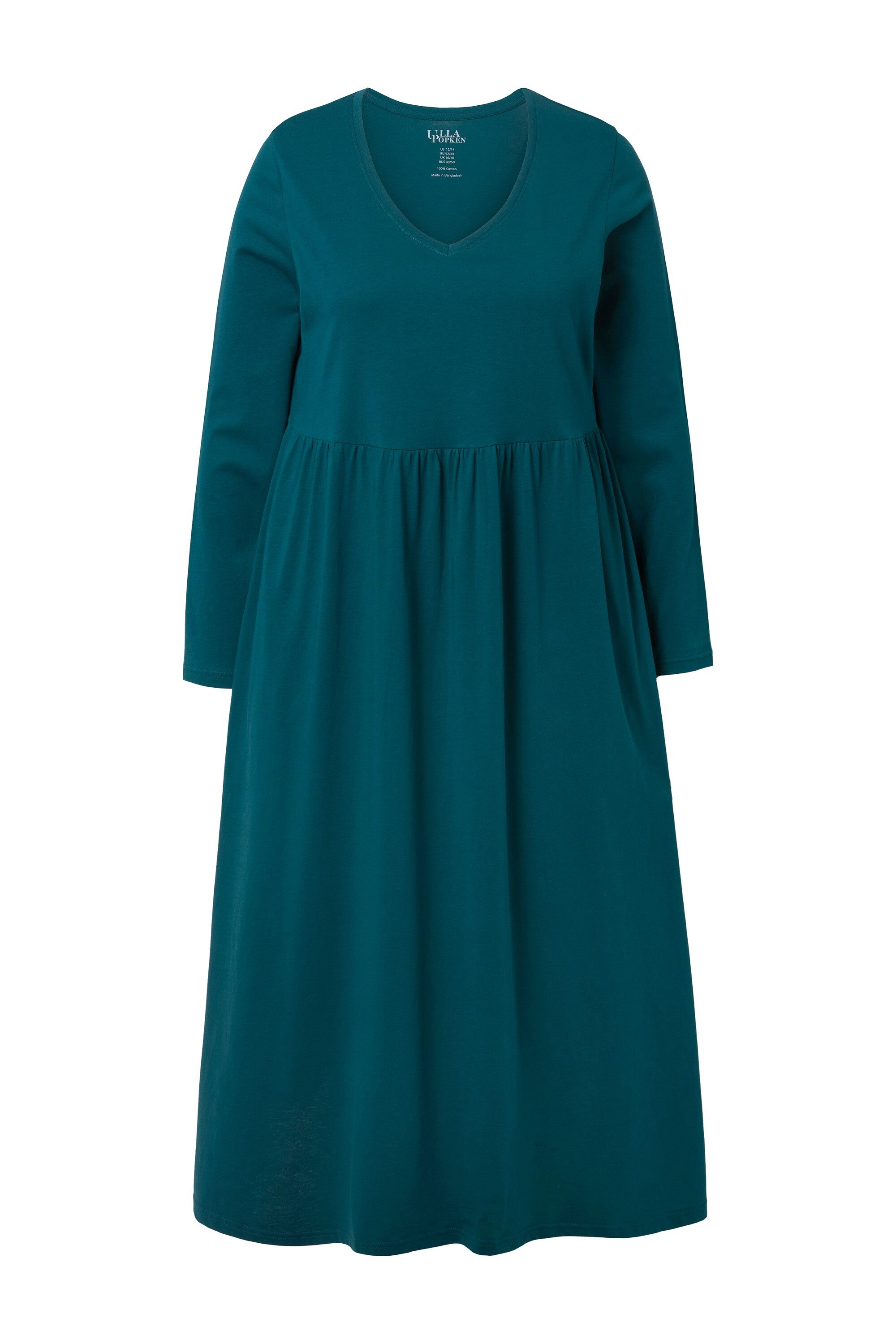 Ulla Popken Maxikleid Maxikleid A-Linie V-Ausschnitt Langarm günstig online kaufen