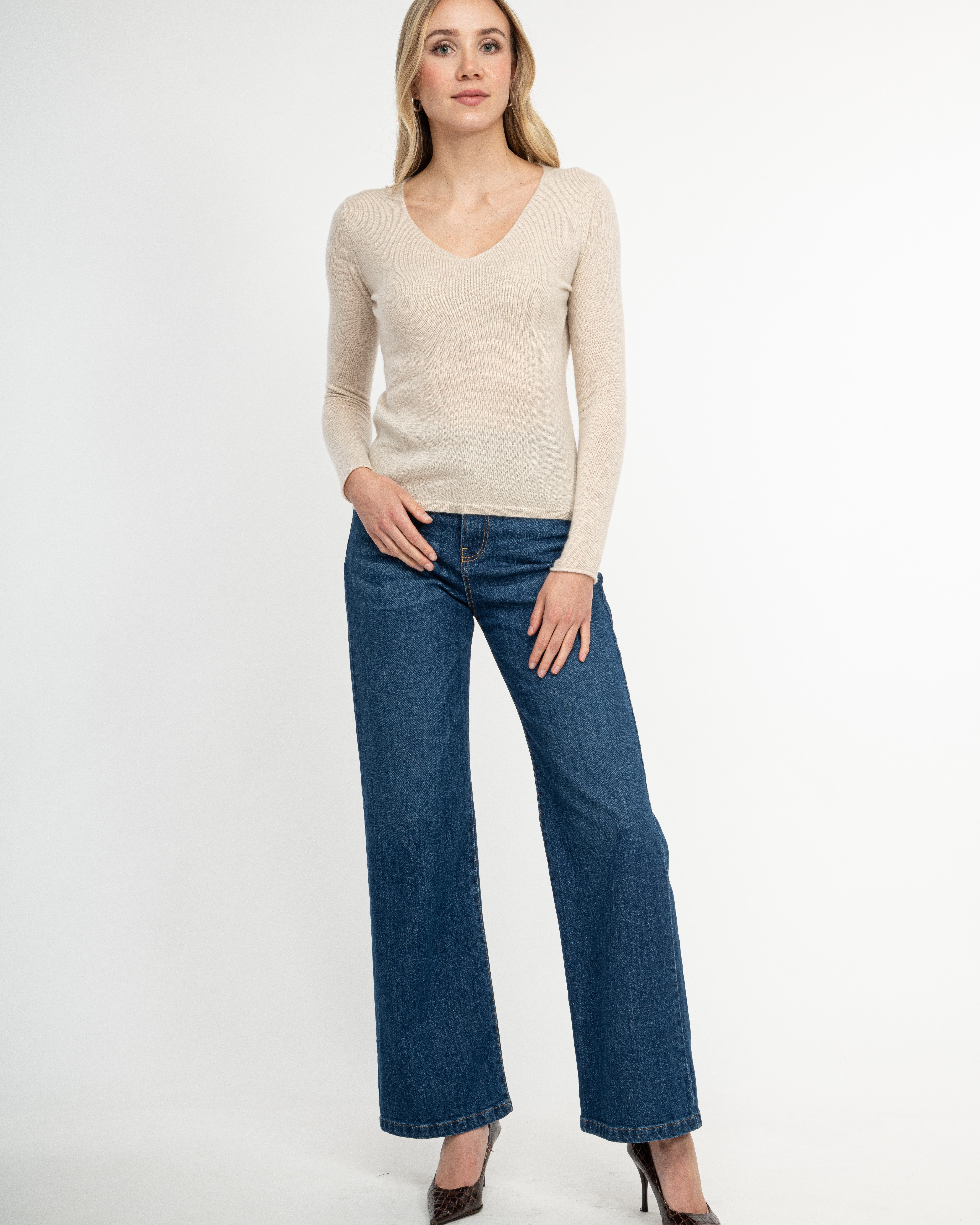 maracujaaa V-Ausschnitt-Pullover MILO CASHMERE 100% Kaschmir, weich, leicht, Feinstrick
