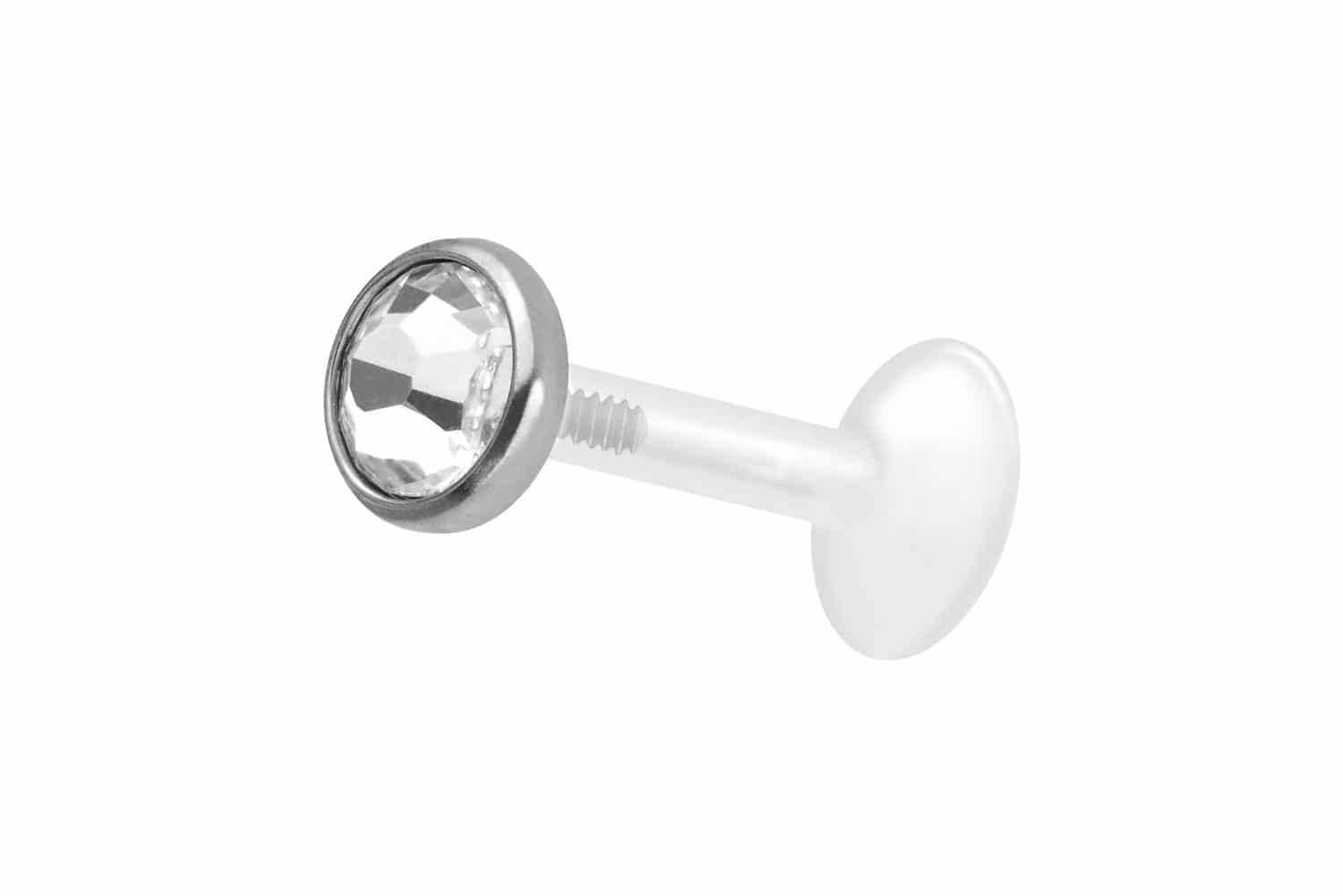 Piercing-Set PTFE Labret mit Innengewinde + Titan-Aufsatz KRISTALLDISC