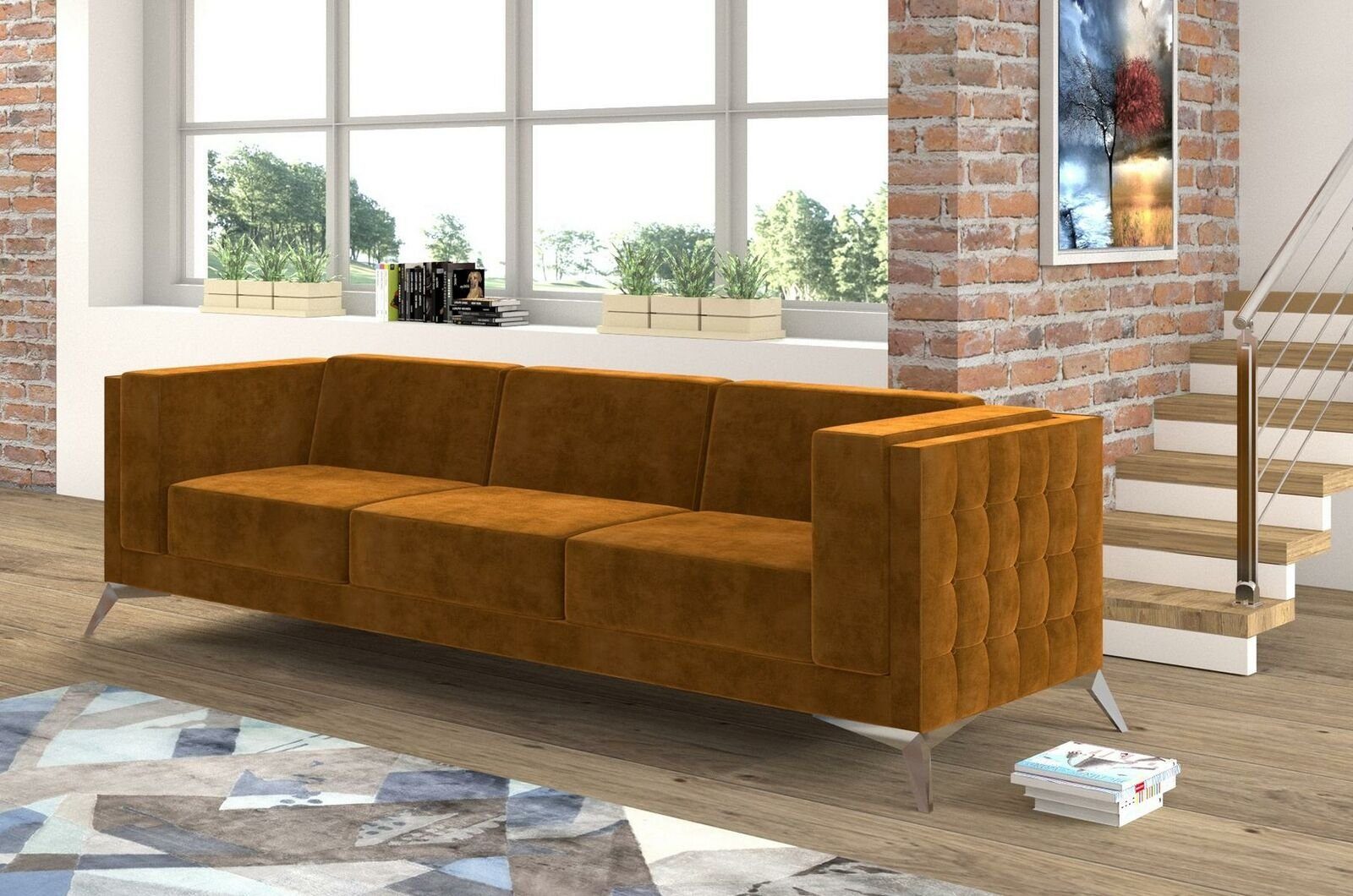 JVmoebel Sofa Großer Moderner Dreisitzer Luxus Polster Sofa 3-Sitzer Couch Stilvoll, Made in Europe
