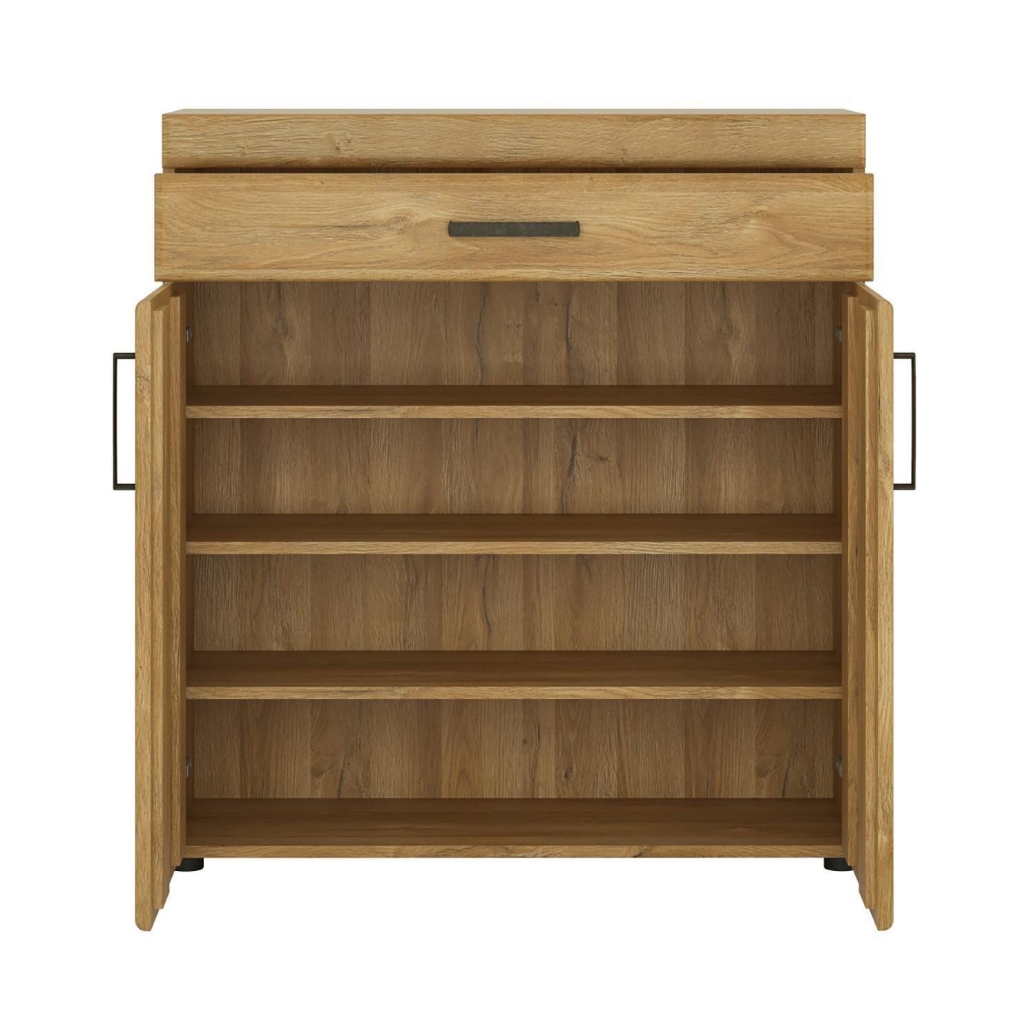 Meble Wójcik Schuhschrank CORTINA, Grandson Eiche Dekor, MDF, 2 Türen, 1 Schublade, Soft-Close-Funktion, B 93 x H 100 x T 38 cm