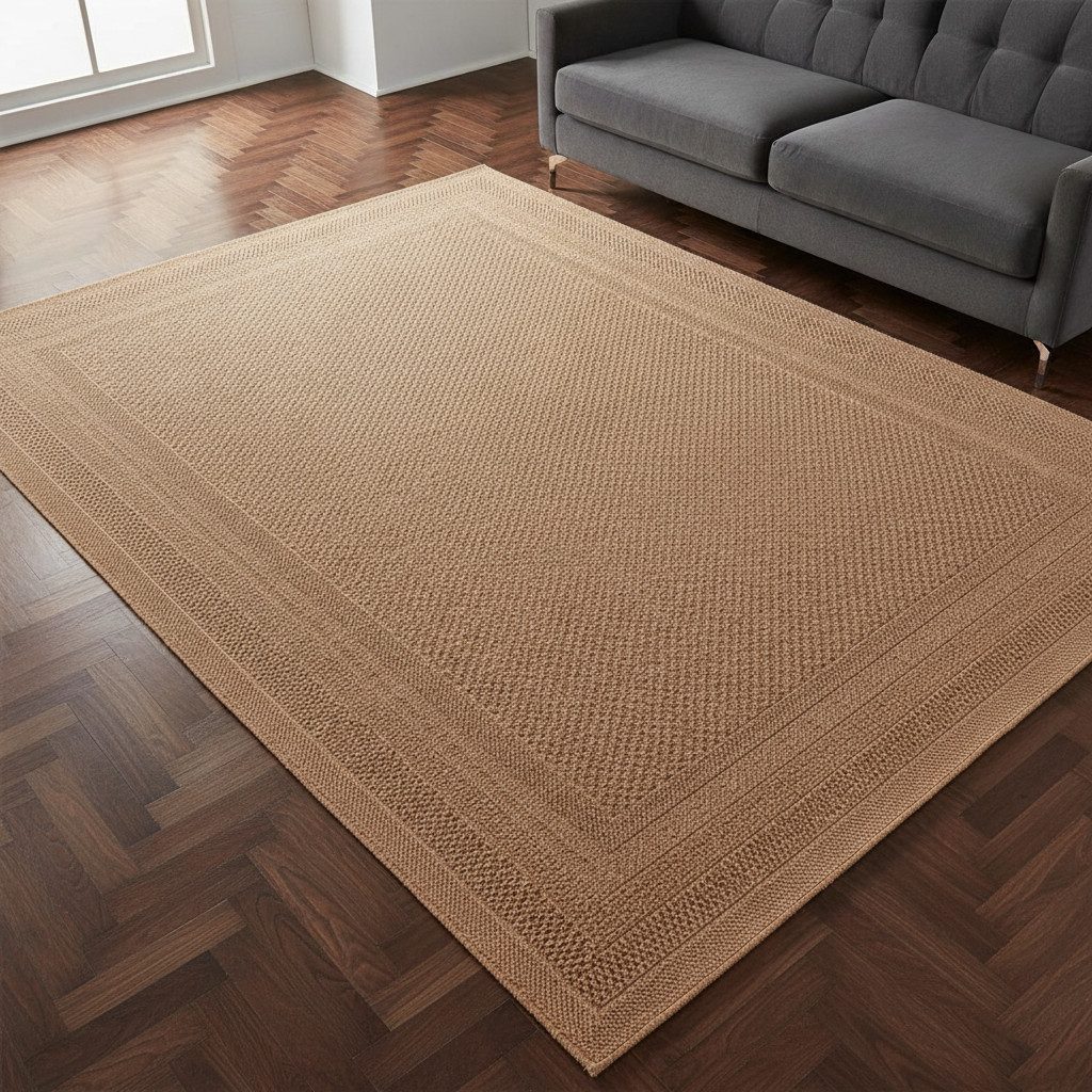 TaCa Home Teppich Outdoor & Indoor Teppich wetterfest Flachgewebe Bordürenmuster Natur, rechteckig, Höhe: 6 mm, antistatisch