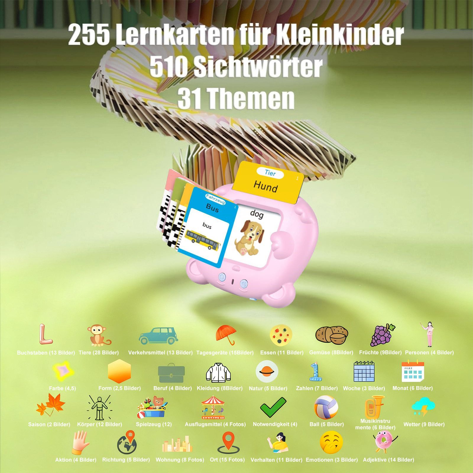REDOM Lernspielzeug Deutsches Lernkartenset 255 interaktive Karten Sprechen günstig online kaufen